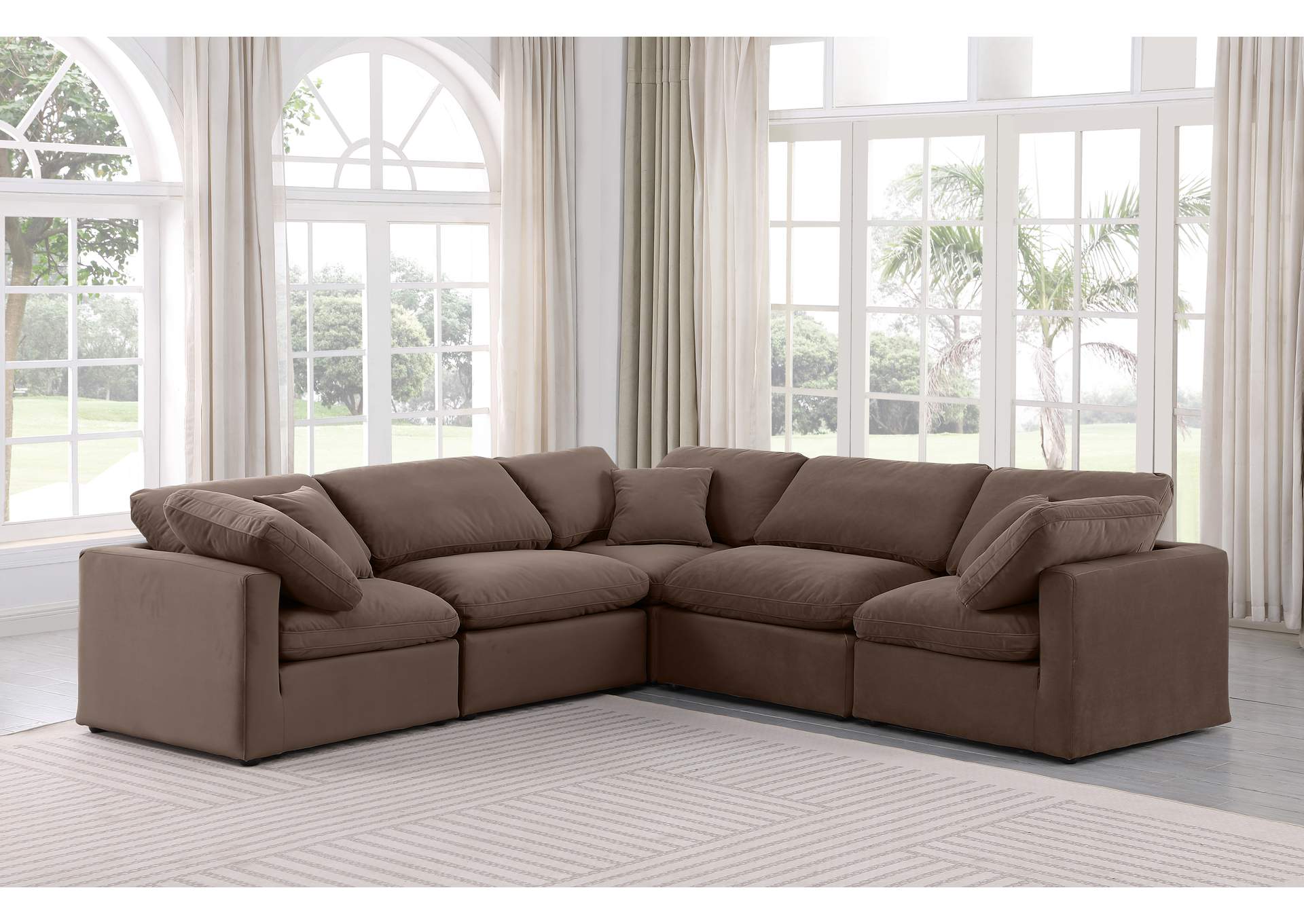 Indulge Brown Velvet Modular Sectional,Meridian Furniture