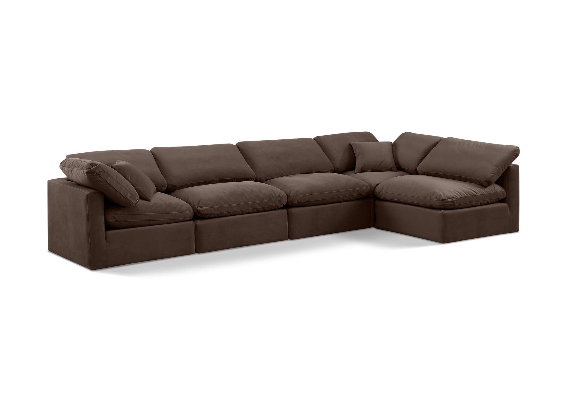 Indulge Brown Velvet Modular Sectional,Meridian Furniture