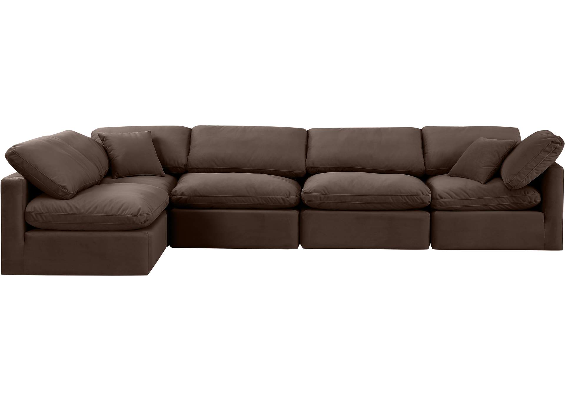 Indulge Brown Velvet Modular Sectional,Meridian Furniture