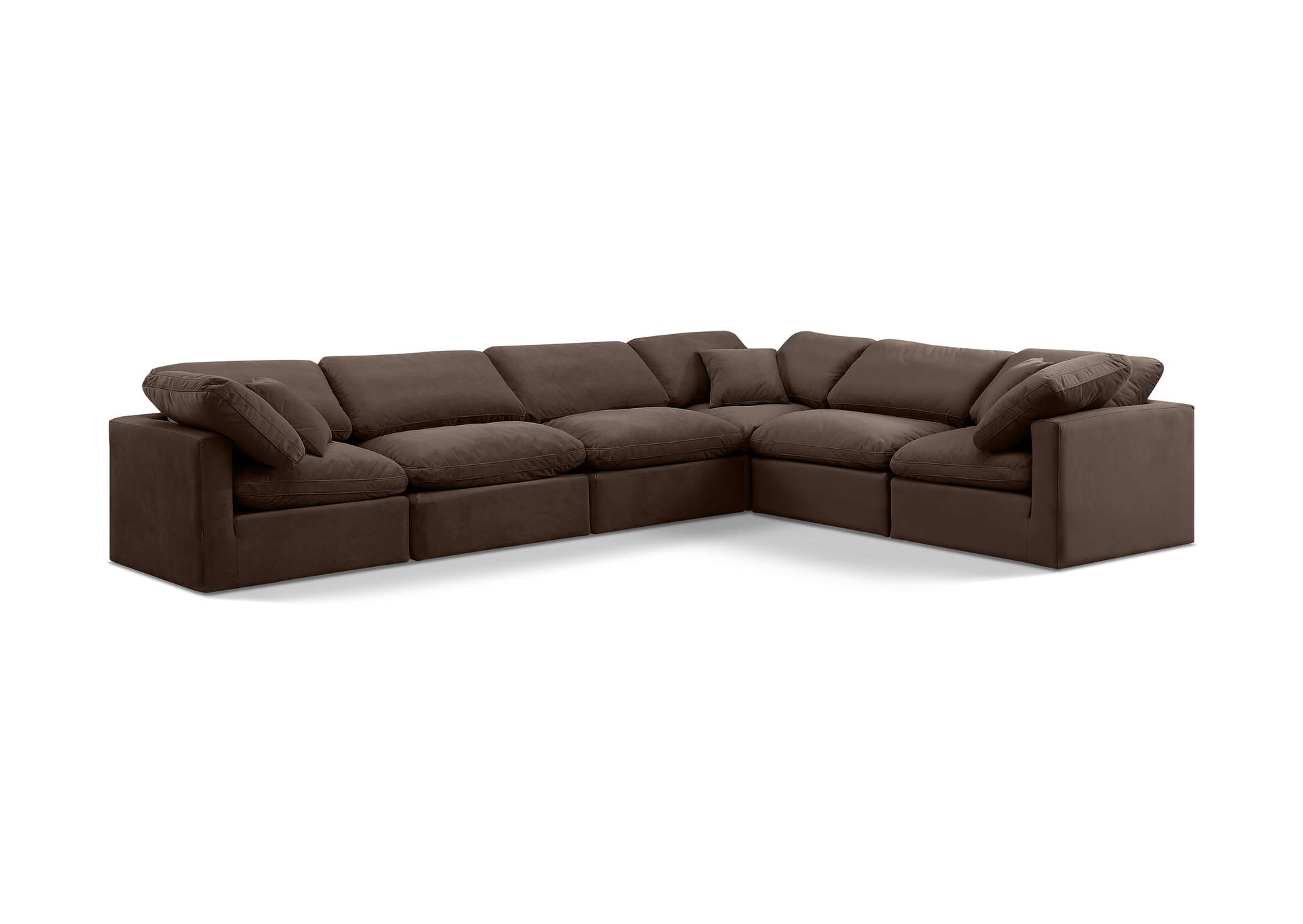 Indulge Brown Velvet Modular Sectional,Meridian Furniture