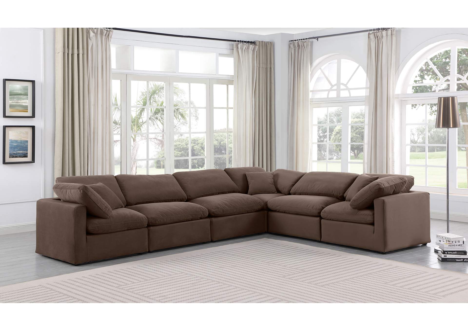 Indulge Brown Velvet Modular Sectional,Meridian Furniture