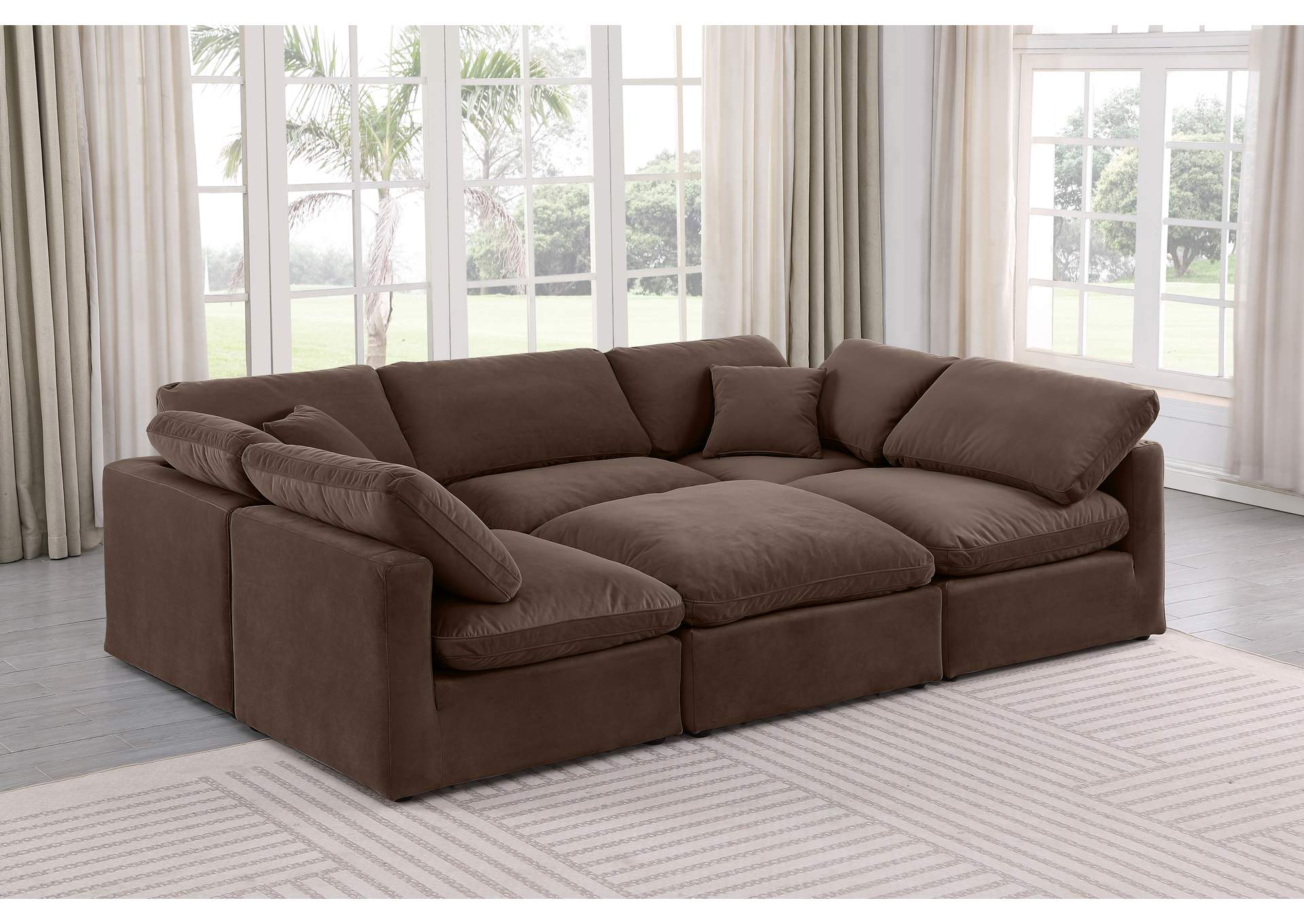 Indulge Brown Velvet Modular Sectional,Meridian Furniture