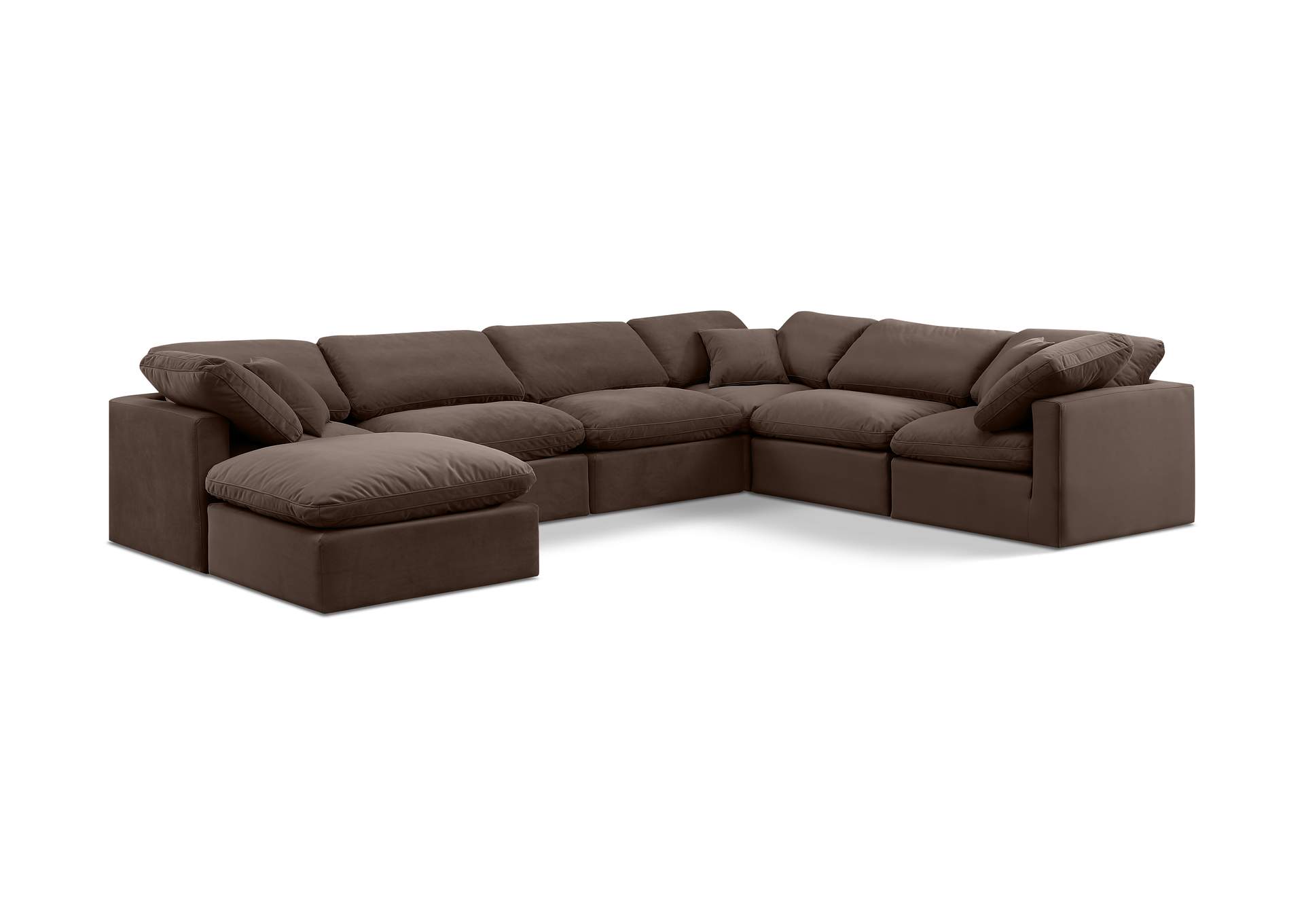 Indulge Brown Velvet Modular Sectional,Meridian Furniture