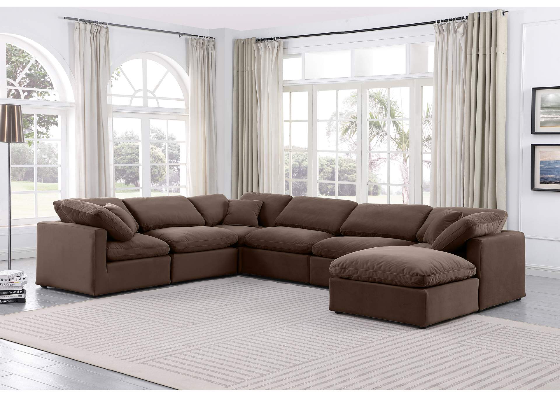 Indulge Brown Velvet Modular Sectional,Meridian Furniture
