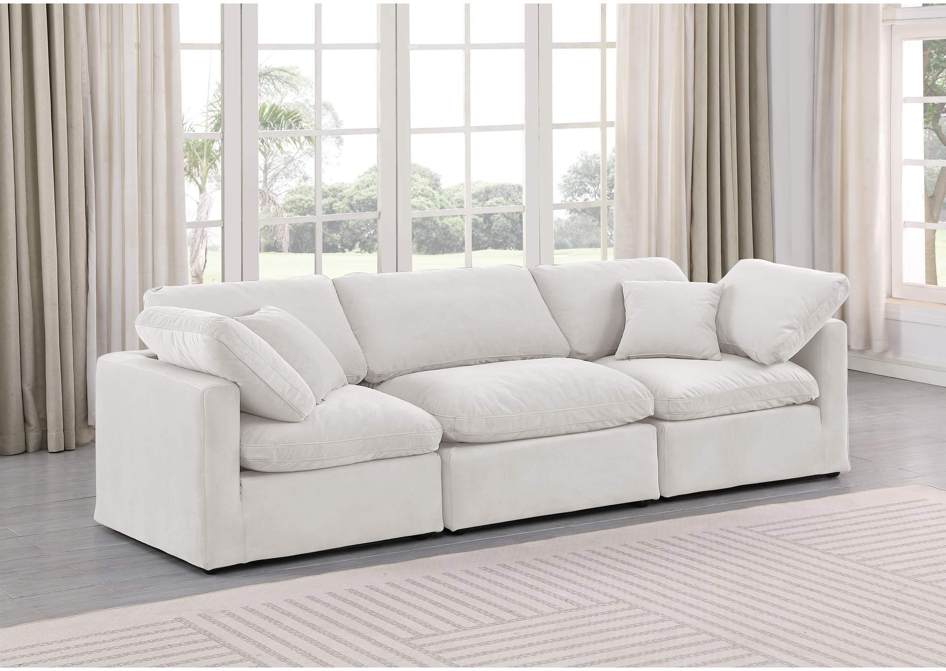 Indulge Cream Velvet Modular Sofa,Meridian Furniture