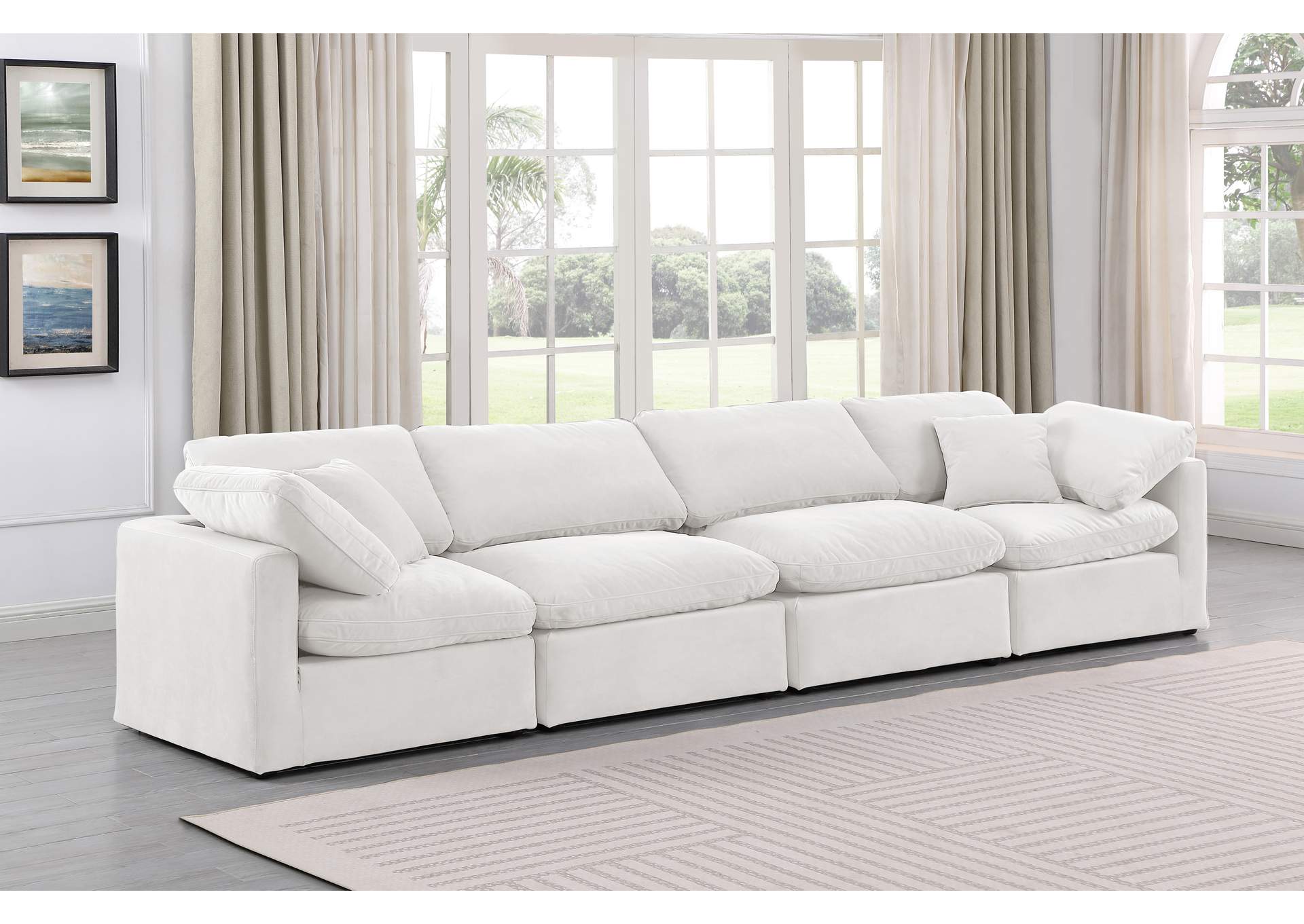 Indulge Cream Velvet Modular Sofa,Meridian Furniture
