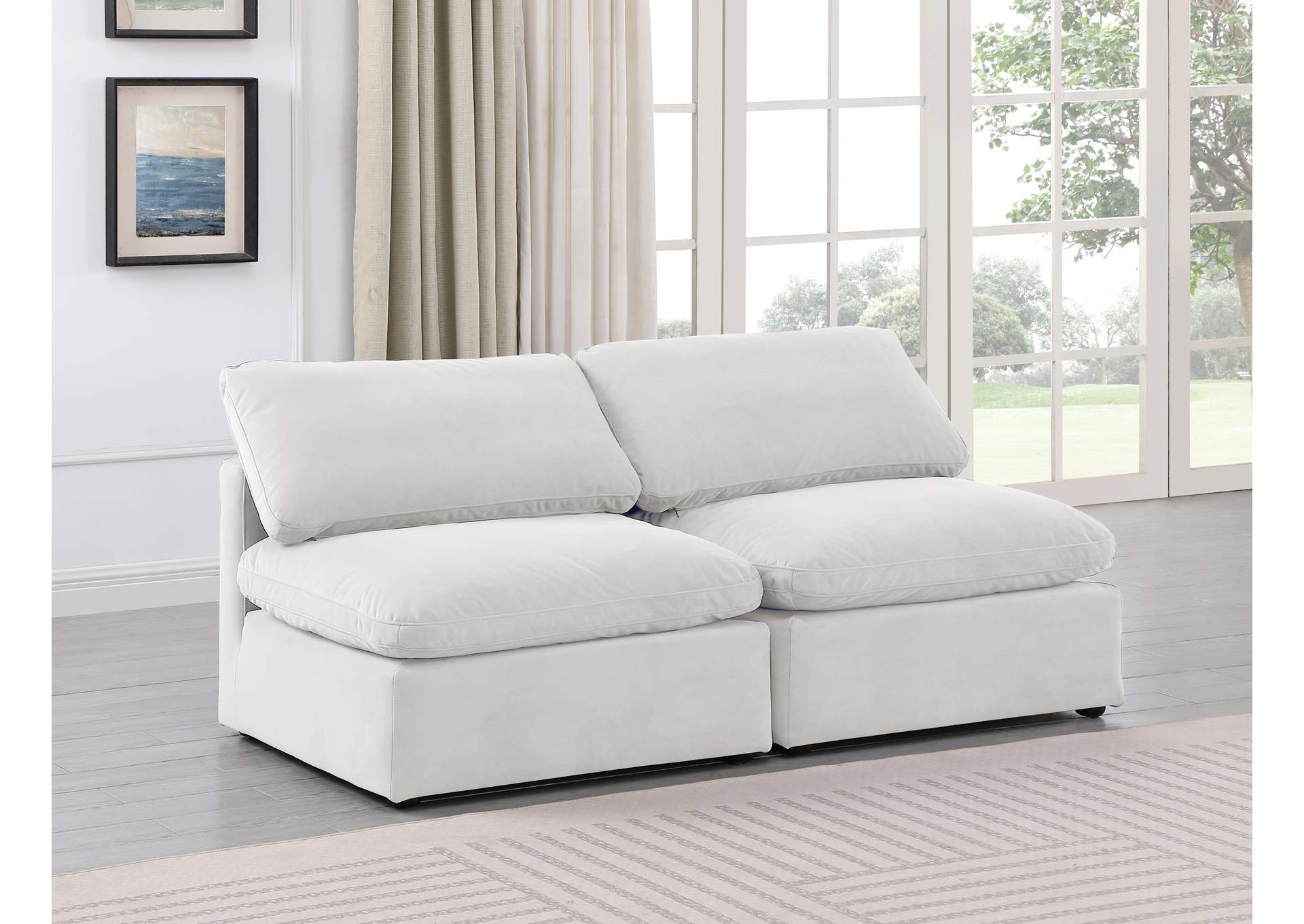 Indulge Cream Velvet Modular Sofa,Meridian Furniture