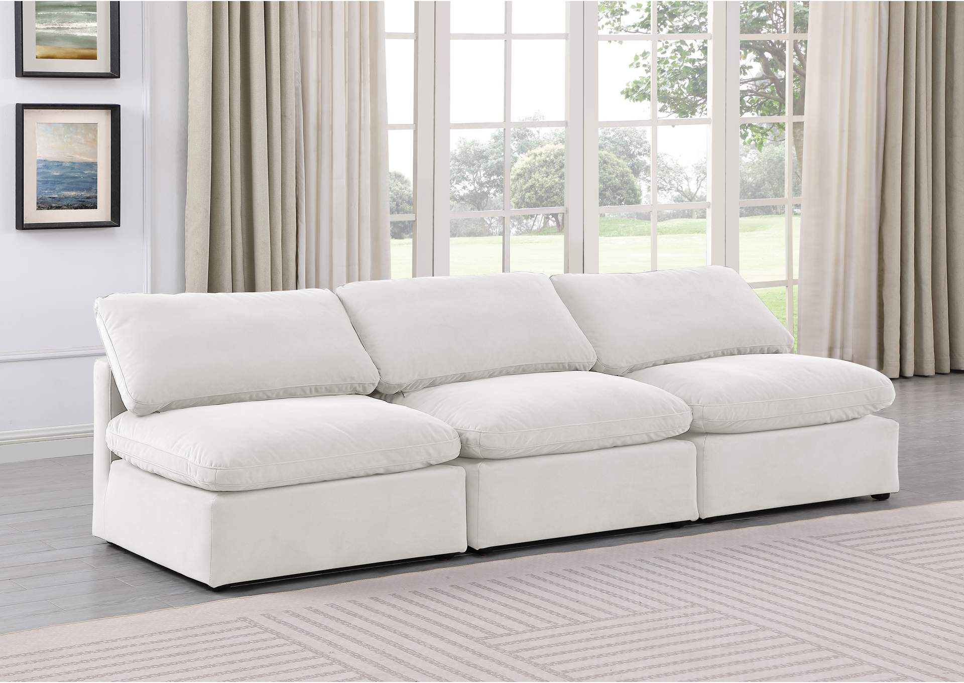 Indulge Cream Velvet Modular Sofa,Meridian Furniture