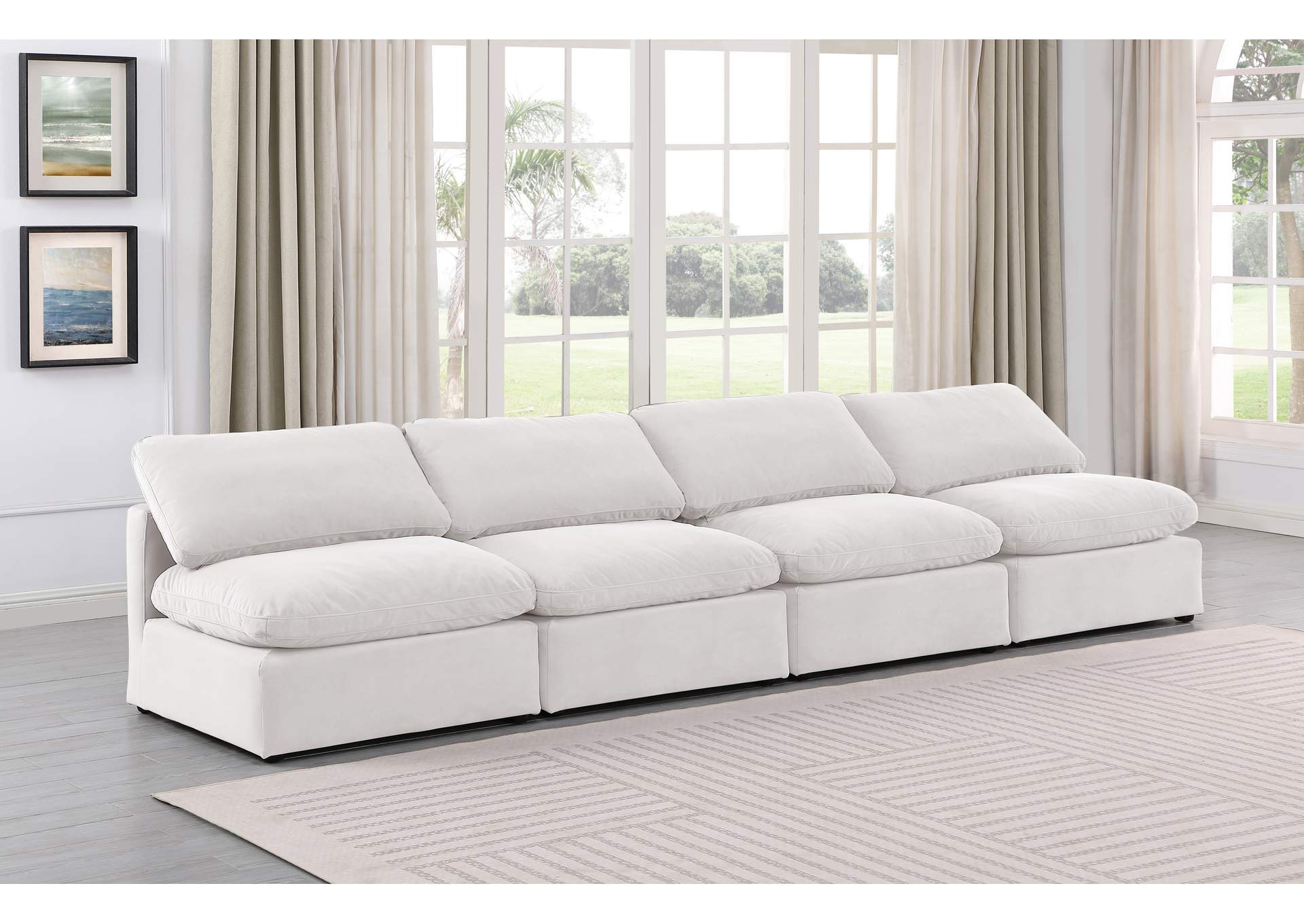 Indulge Cream Velvet Modular Sofa,Meridian Furniture