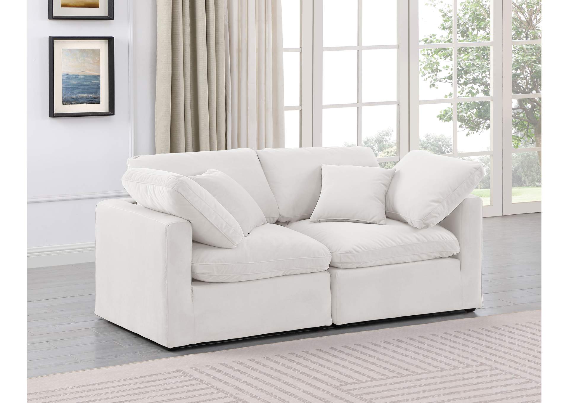 Indulge Cream Velvet Modular Sofa,Meridian Furniture