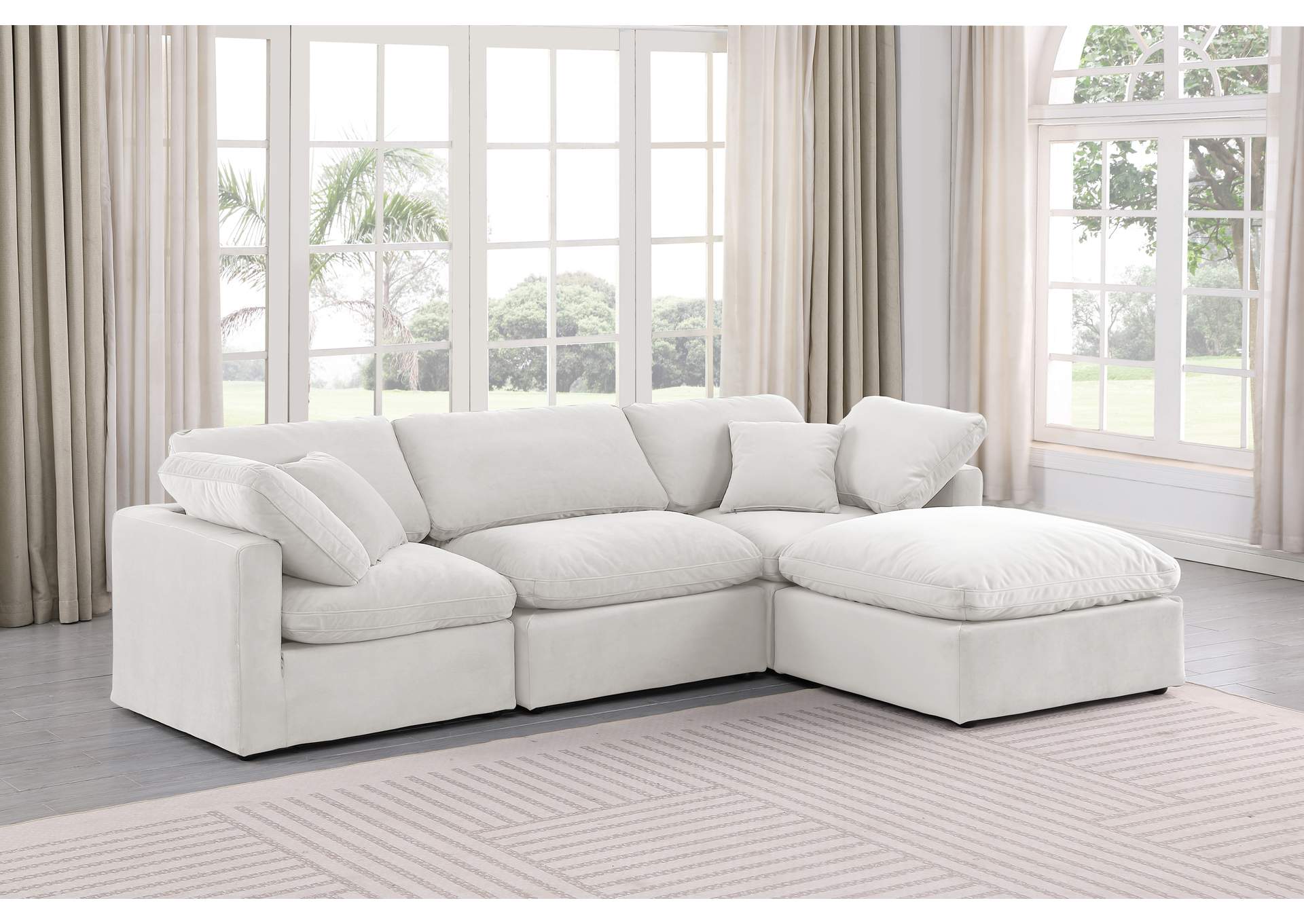 Indulge Cream Velvet Modular Sectional,Meridian Furniture