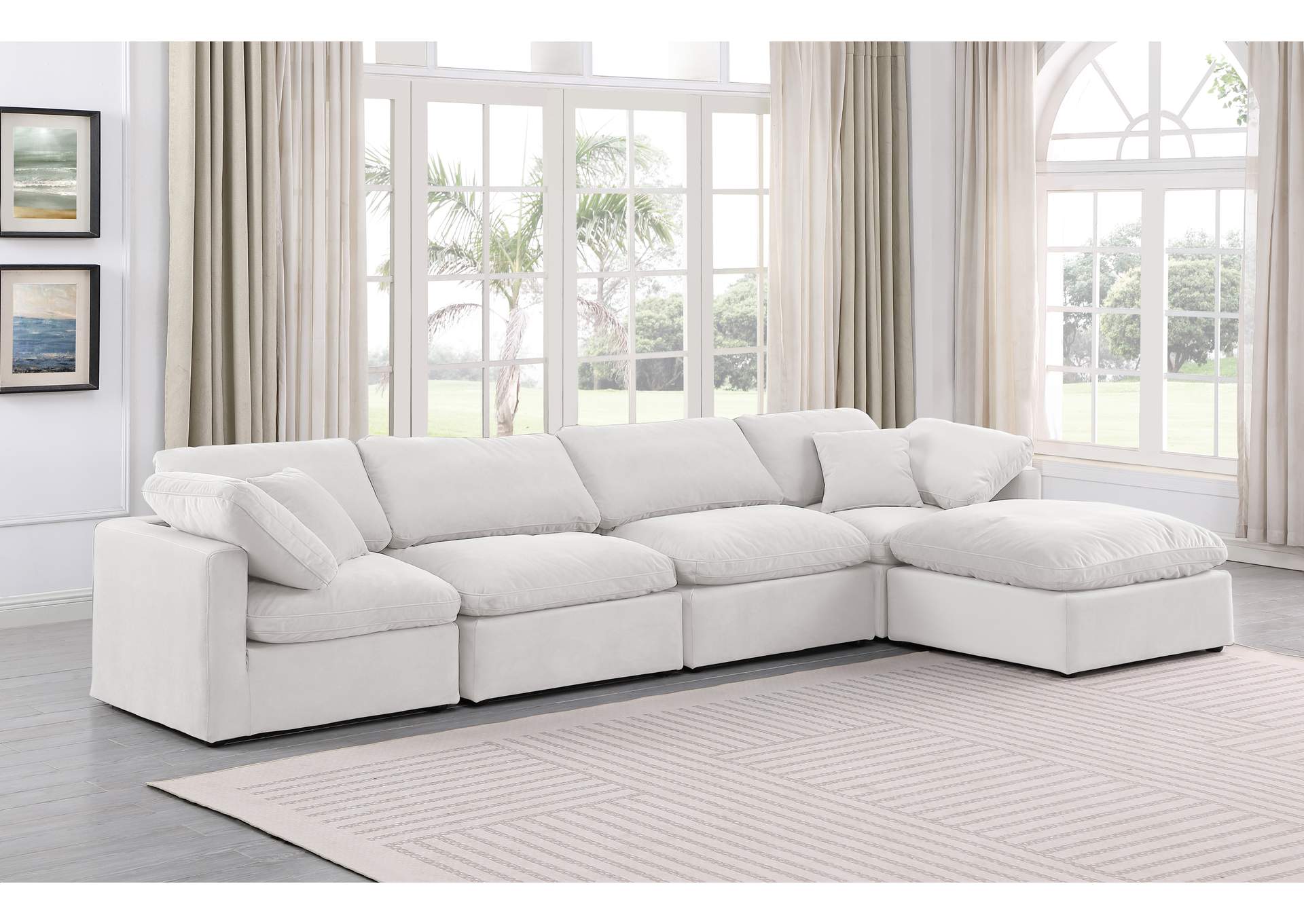 Indulge Cream Velvet Modular Sectional,Meridian Furniture