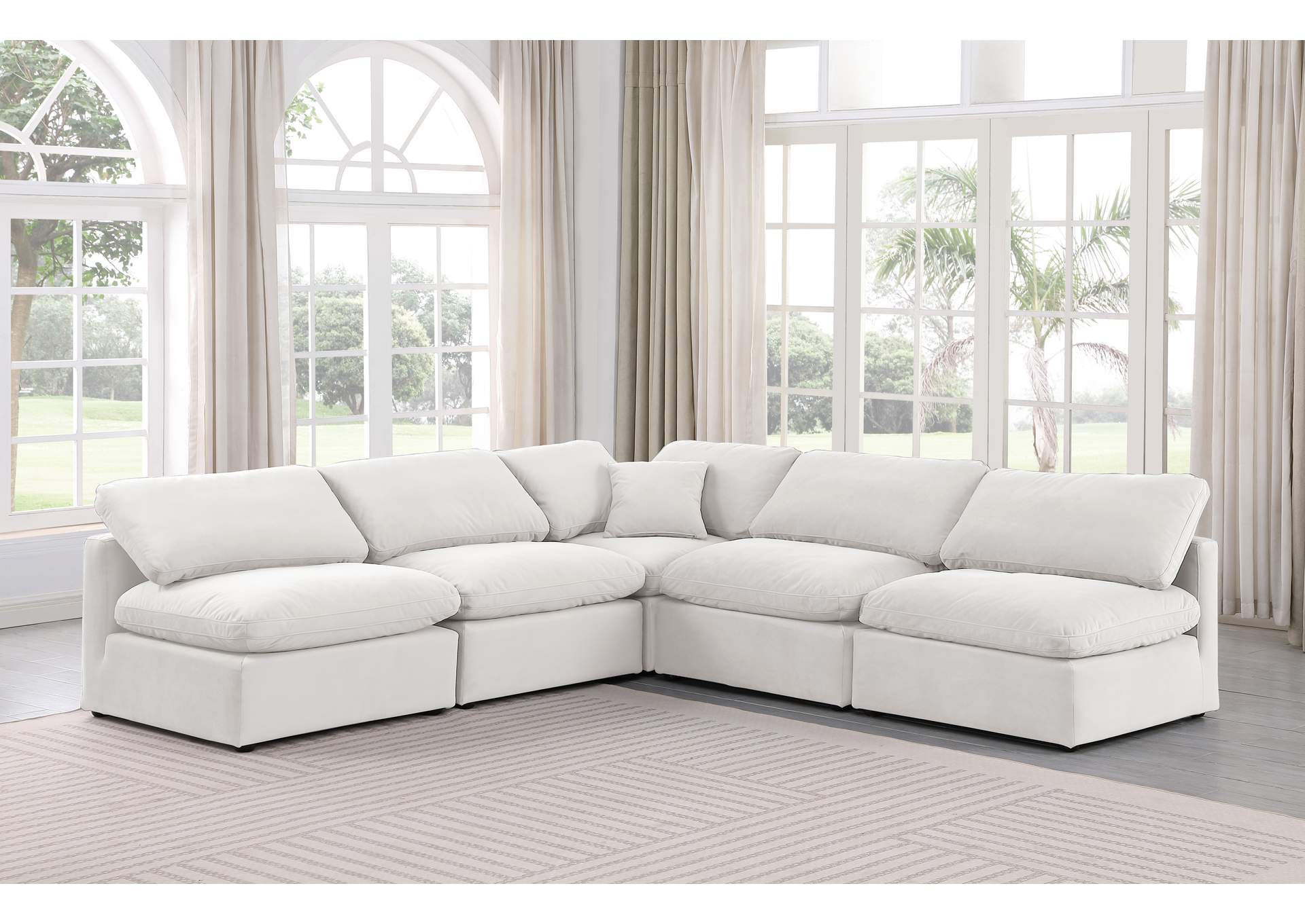 Indulge Cream Velvet Modular Sectional,Meridian Furniture