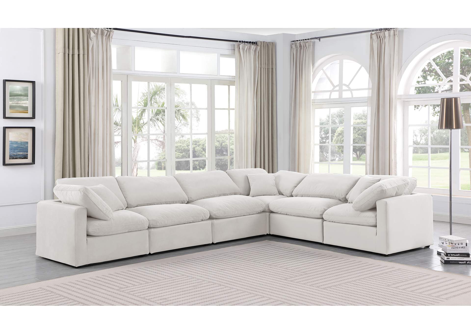 Indulge Cream Velvet Modular Sectional,Meridian Furniture