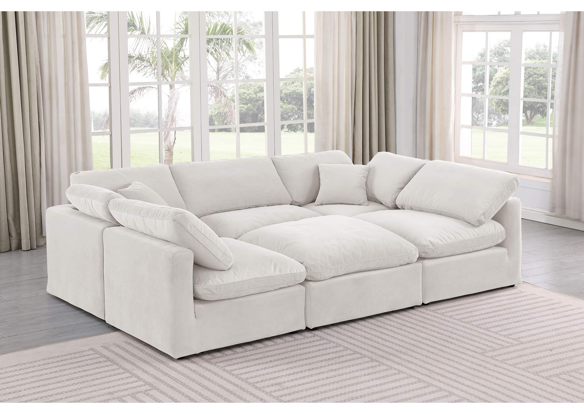 Indulge Cream Velvet Modular Sectional,Meridian Furniture