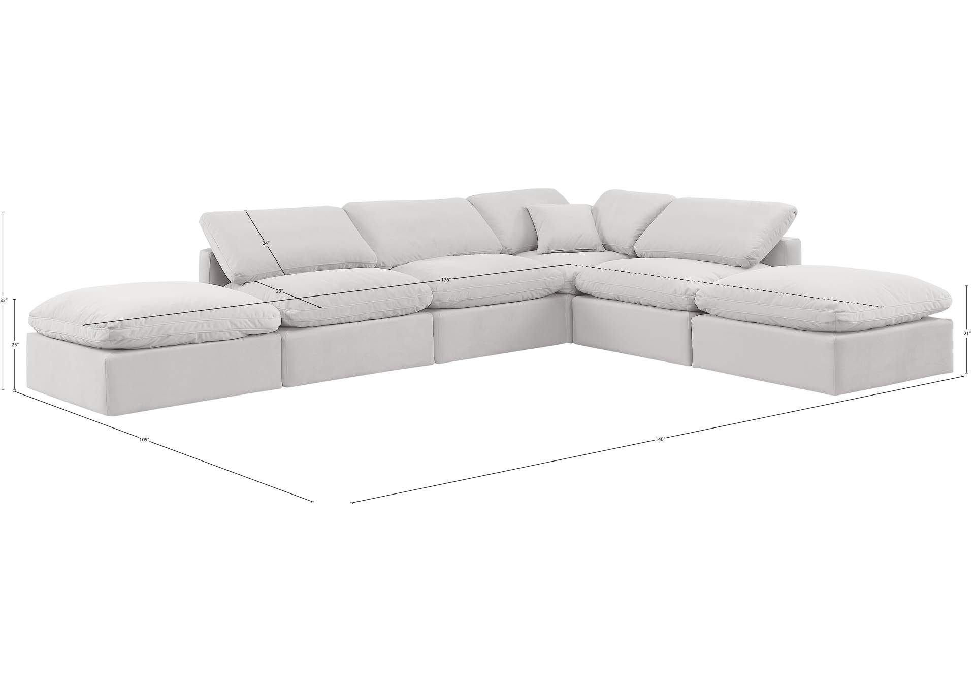 Indulge Cream Velvet Modular Sectional,Meridian Furniture
