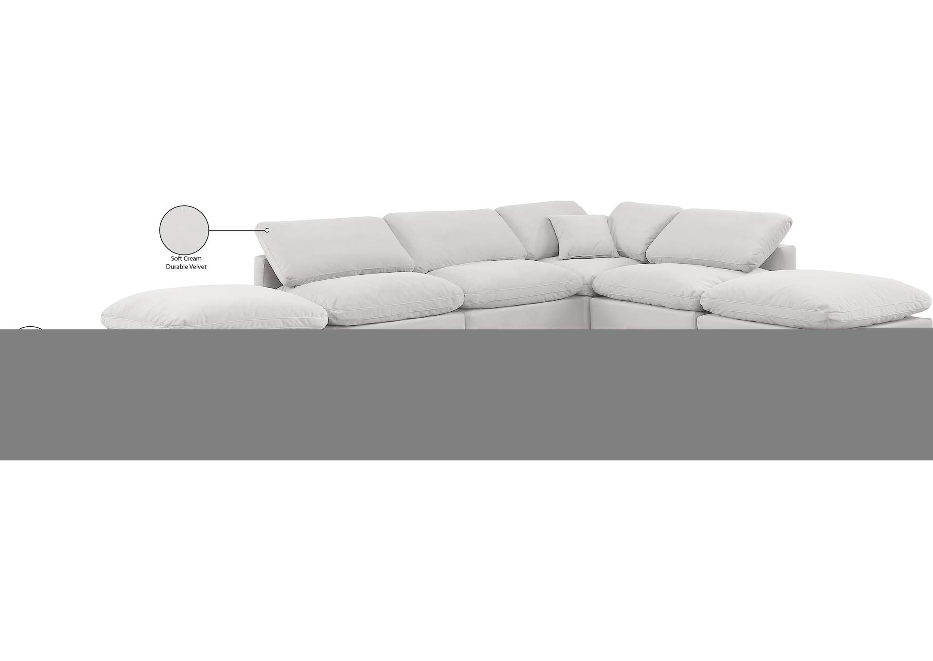 Indulge Cream Velvet Modular Sectional,Meridian Furniture