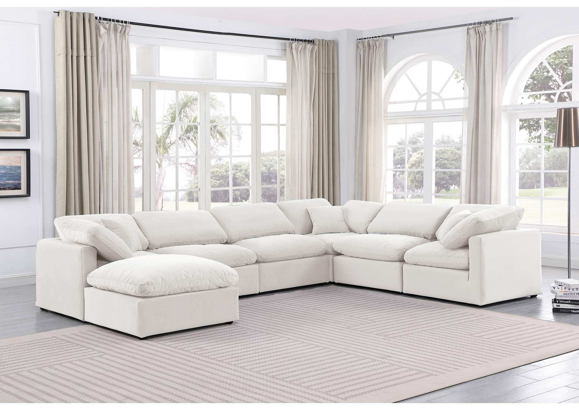Indulge Cream Velvet Modular Sectional,Meridian Furniture