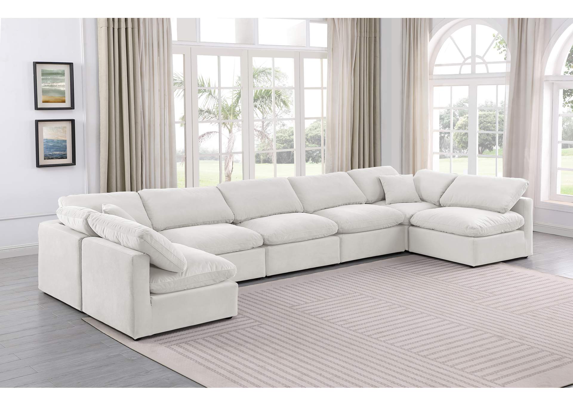 Indulge Cream Velvet Modular Sectional,Meridian Furniture