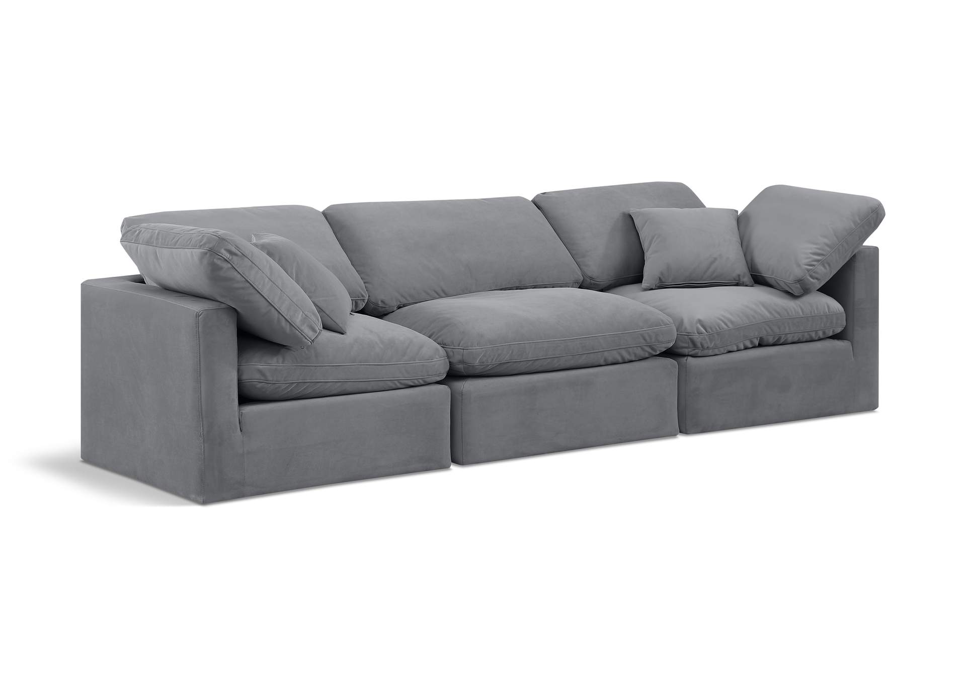 Indulge Grey Velvet Modular Sofa,Meridian Furniture