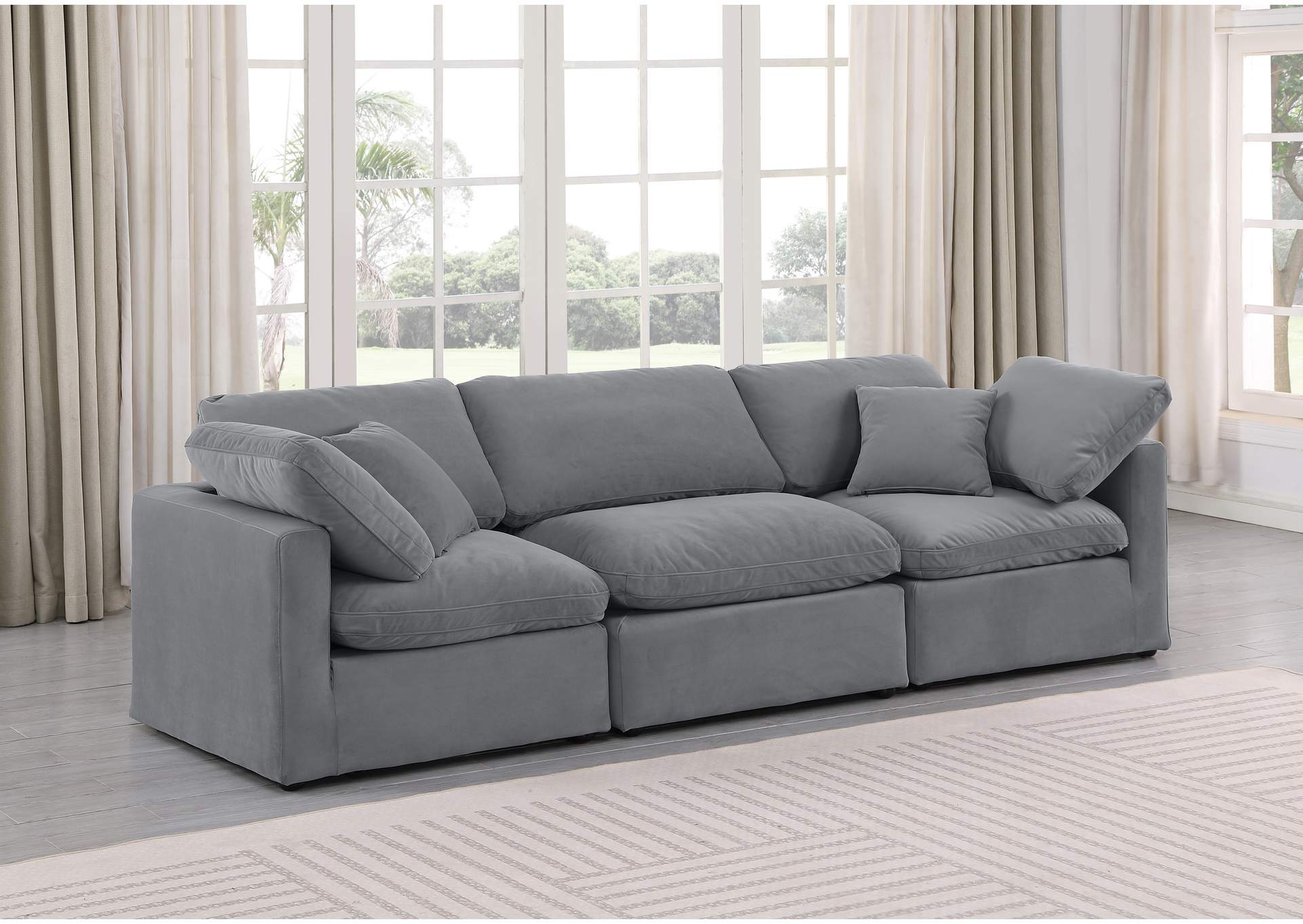 Indulge Grey Velvet Modular Sofa,Meridian Furniture