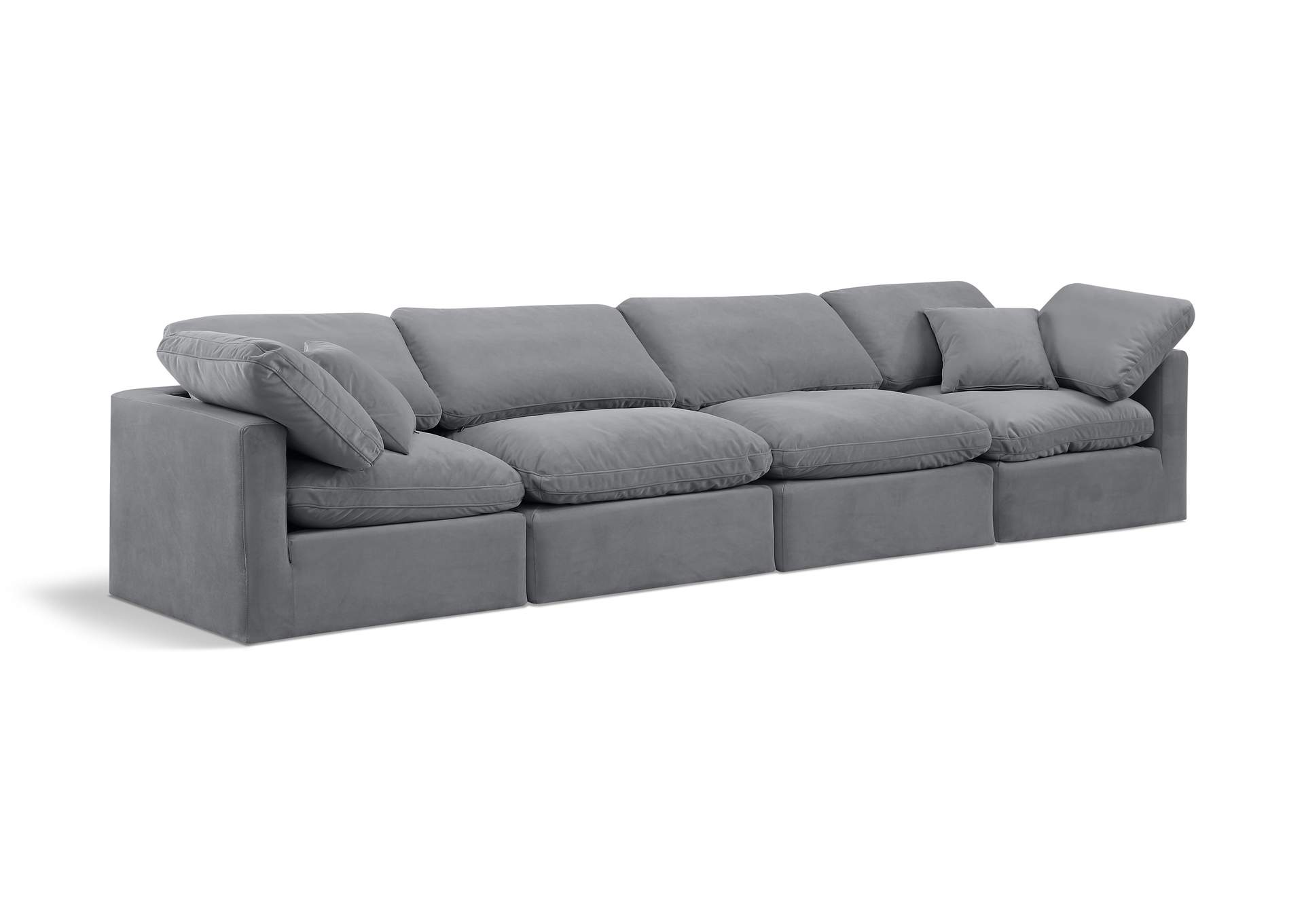Indulge Grey Velvet Modular Sofa,Meridian Furniture