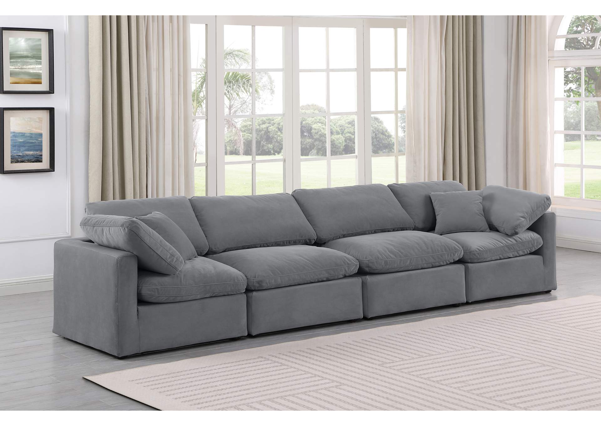 Indulge Grey Velvet Modular Sofa,Meridian Furniture