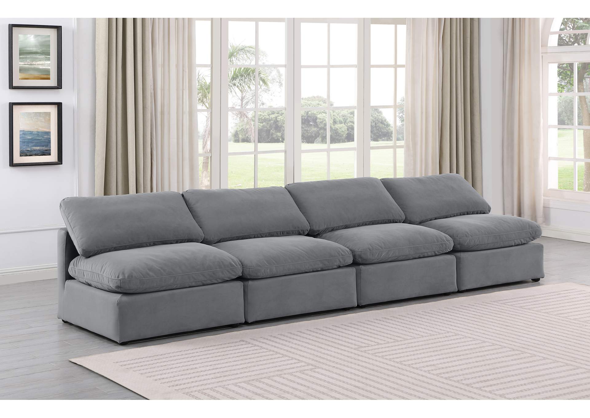 Indulge Grey Velvet Modular Sofa,Meridian Furniture