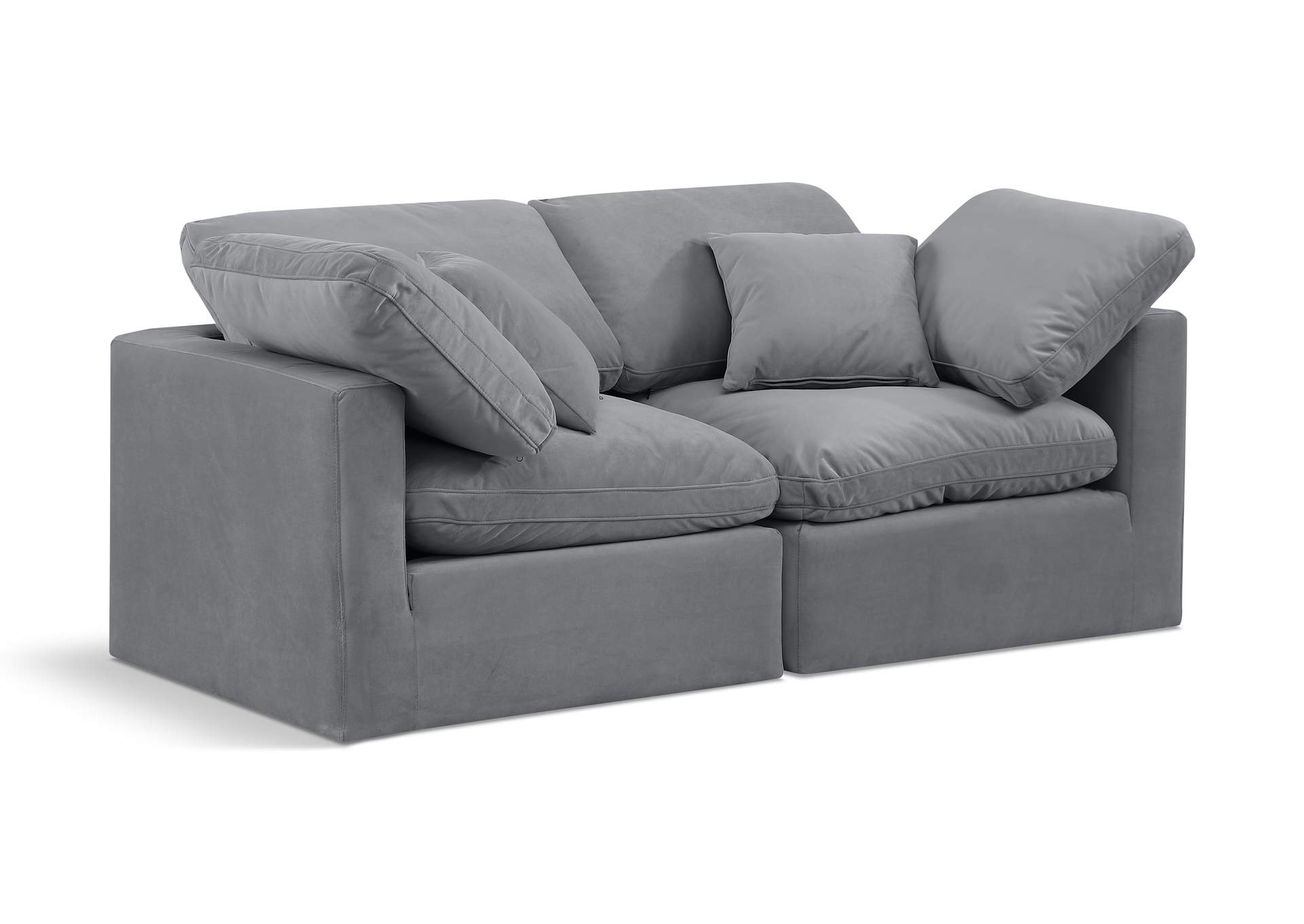 Indulge Grey Velvet Modular Sofa,Meridian Furniture