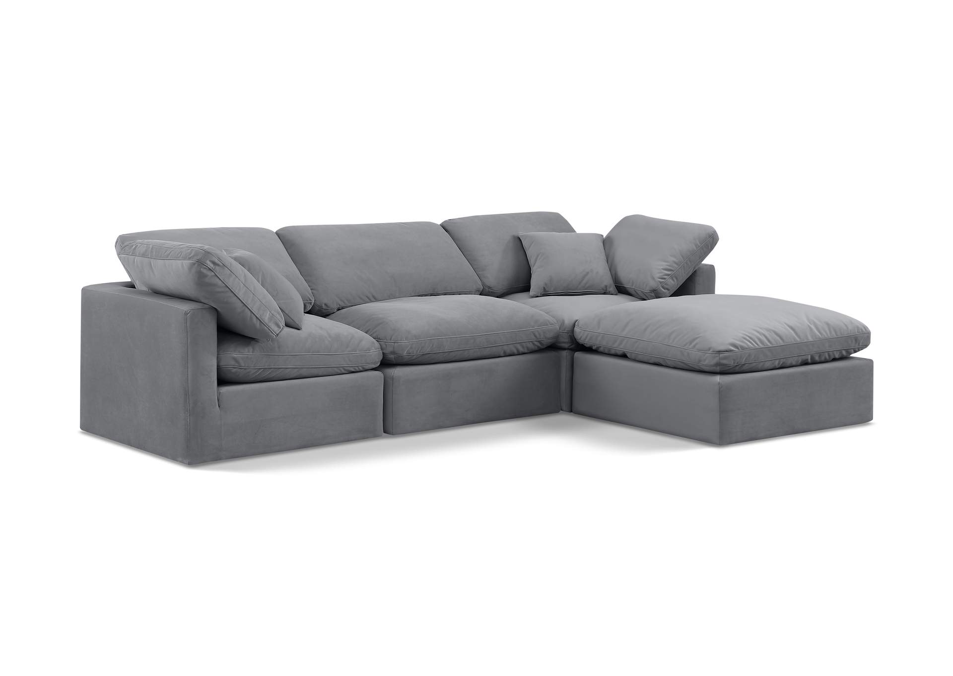 Indulge Grey Velvet Modular Sectional,Meridian Furniture