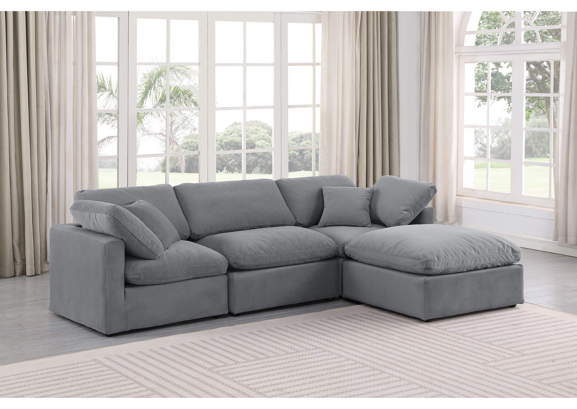 Indulge Grey Velvet Modular Sectional,Meridian Furniture