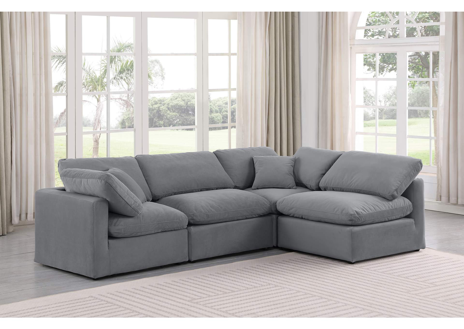 Indulge Grey Velvet Modular Sectional,Meridian Furniture