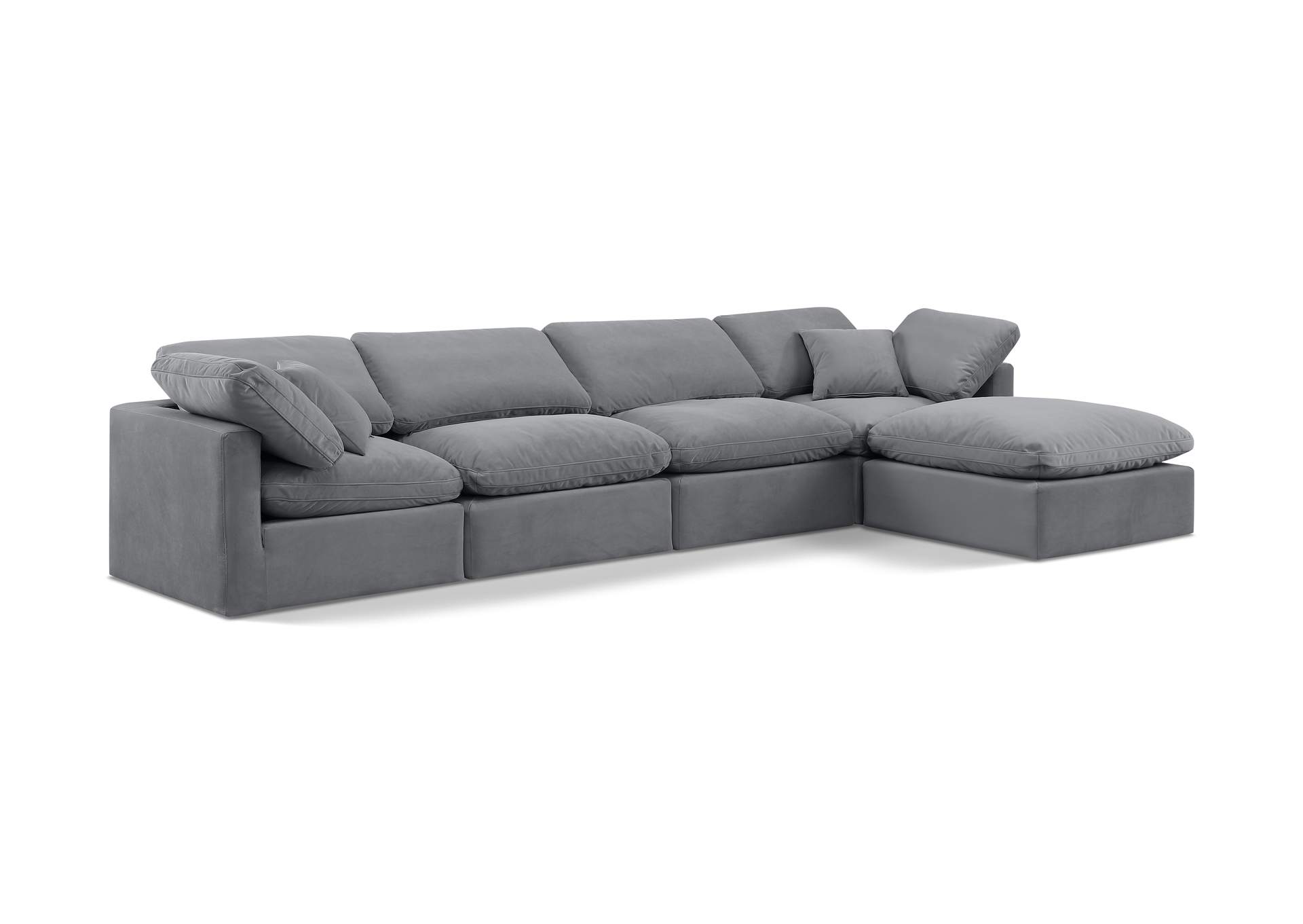 Indulge Grey Velvet Modular Sectional,Meridian Furniture