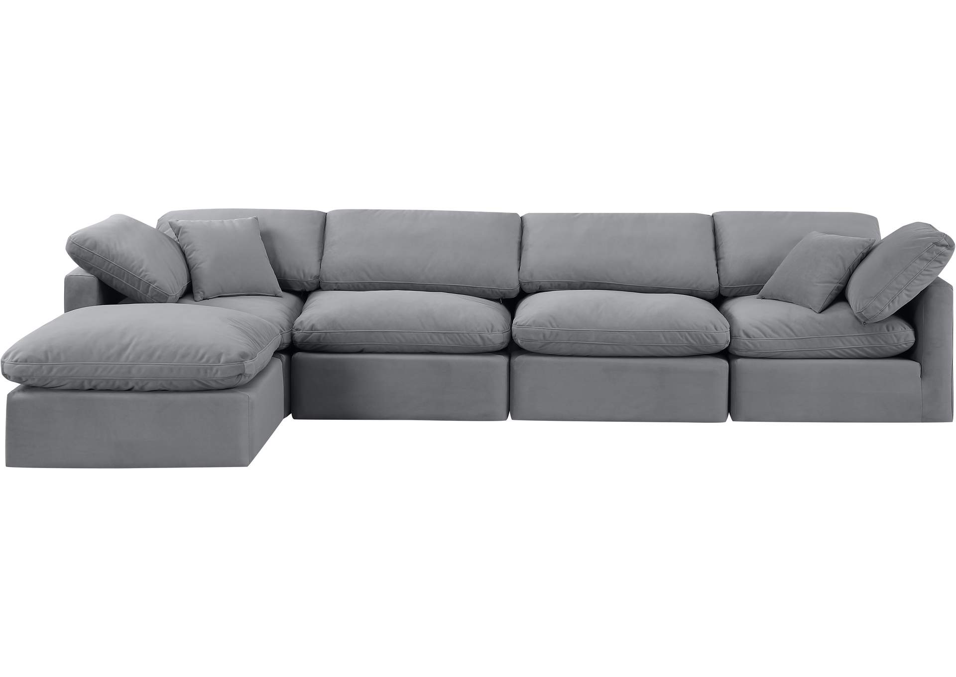 Indulge Grey Velvet Modular Sectional,Meridian Furniture