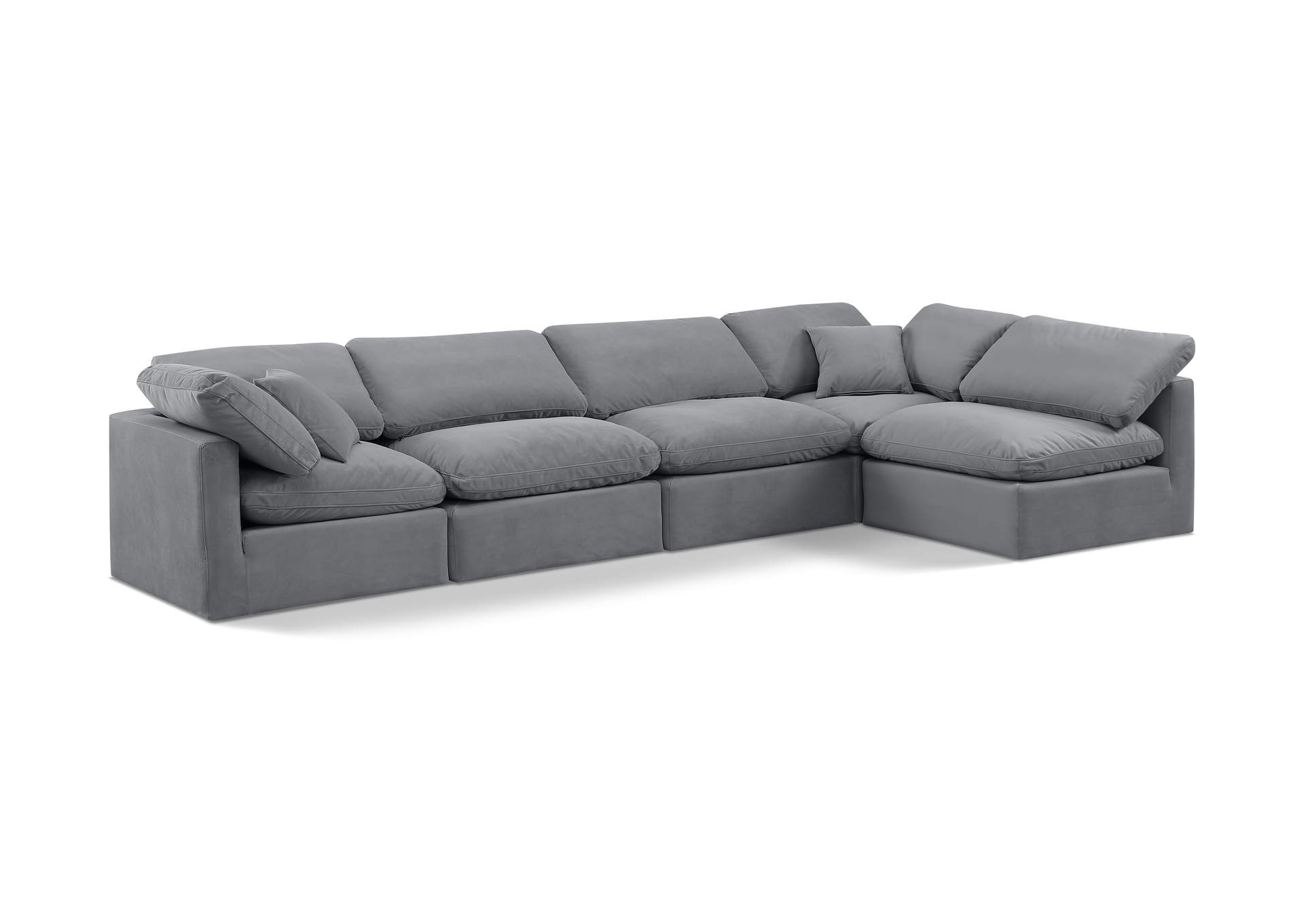Indulge Grey Velvet Modular Sectional,Meridian Furniture