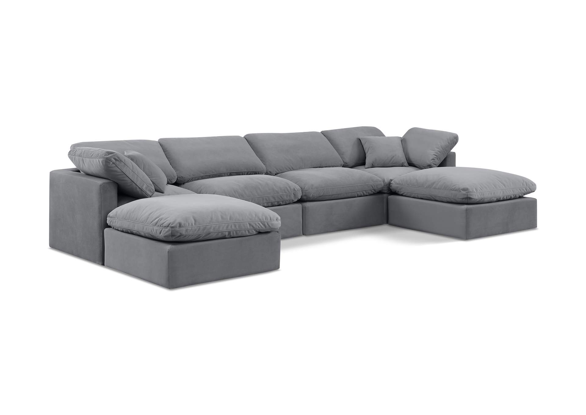 Indulge Grey Velvet Modular Sectional,Meridian Furniture