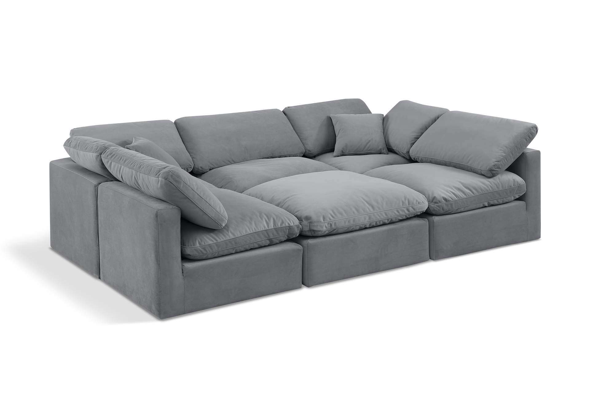 Indulge Grey Velvet Modular Sectional,Meridian Furniture