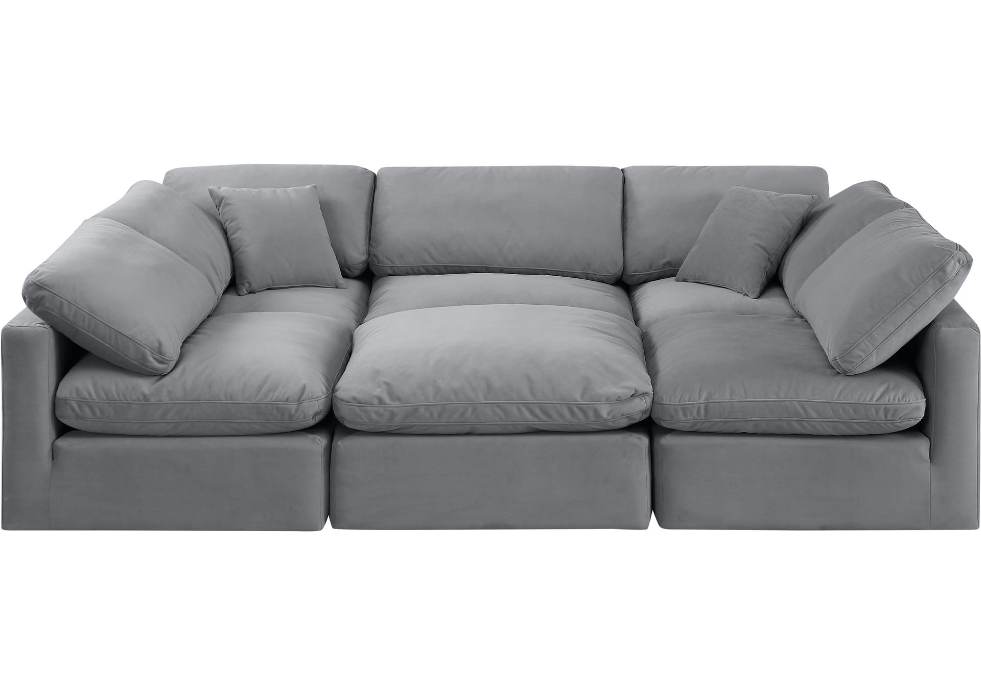 Indulge Grey Velvet Modular Sectional,Meridian Furniture