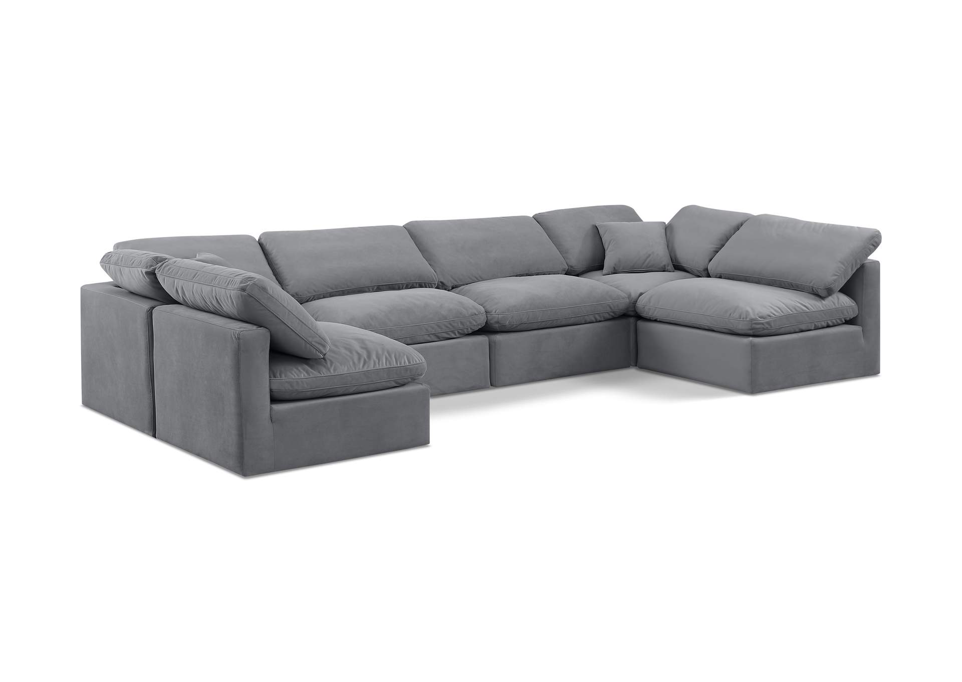 Indulge Grey Velvet Modular Sectional,Meridian Furniture
