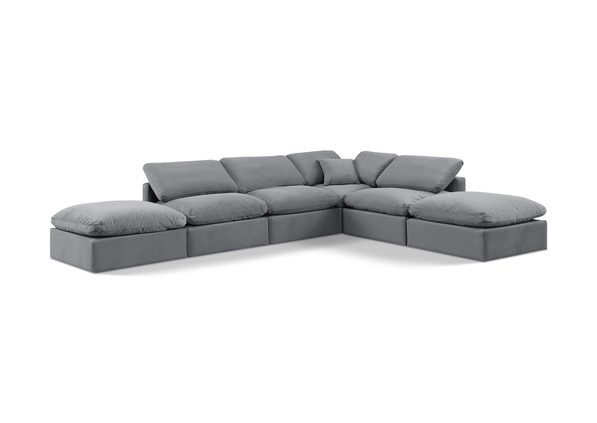 Indulge Grey Velvet Modular Sectional,Meridian Furniture