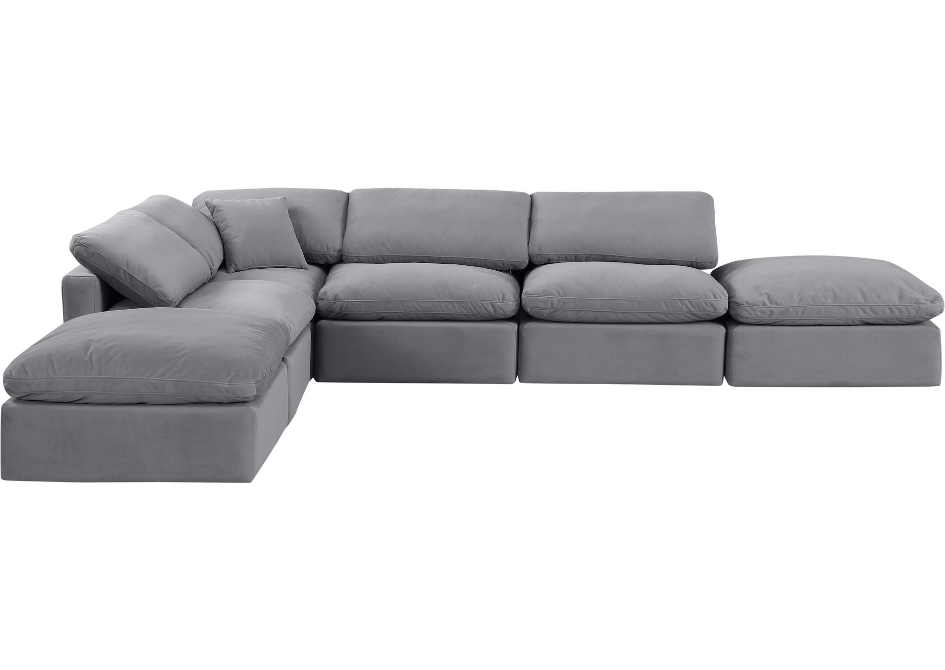 Indulge Grey Velvet Modular Sectional,Meridian Furniture