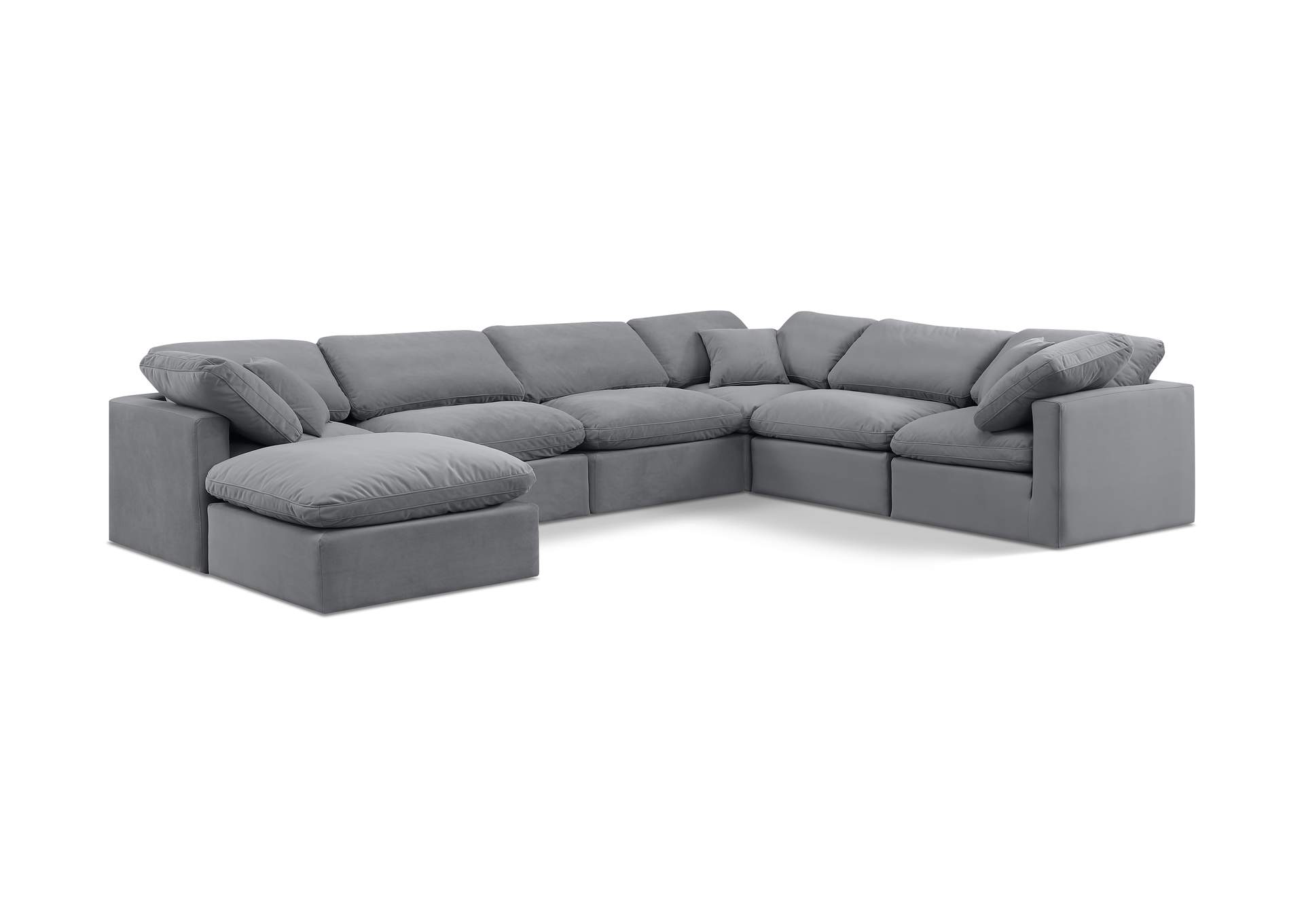 Indulge Grey Velvet Modular Sectional,Meridian Furniture