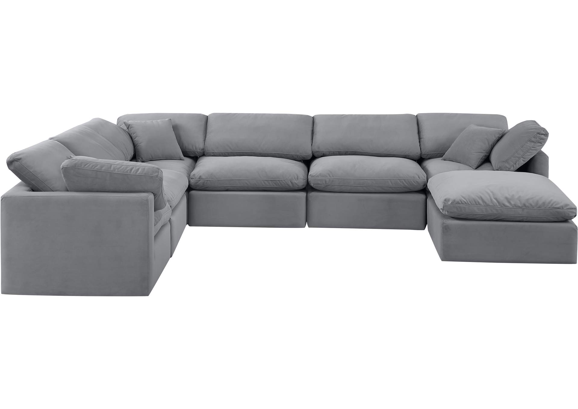 Indulge Grey Velvet Modular Sectional,Meridian Furniture
