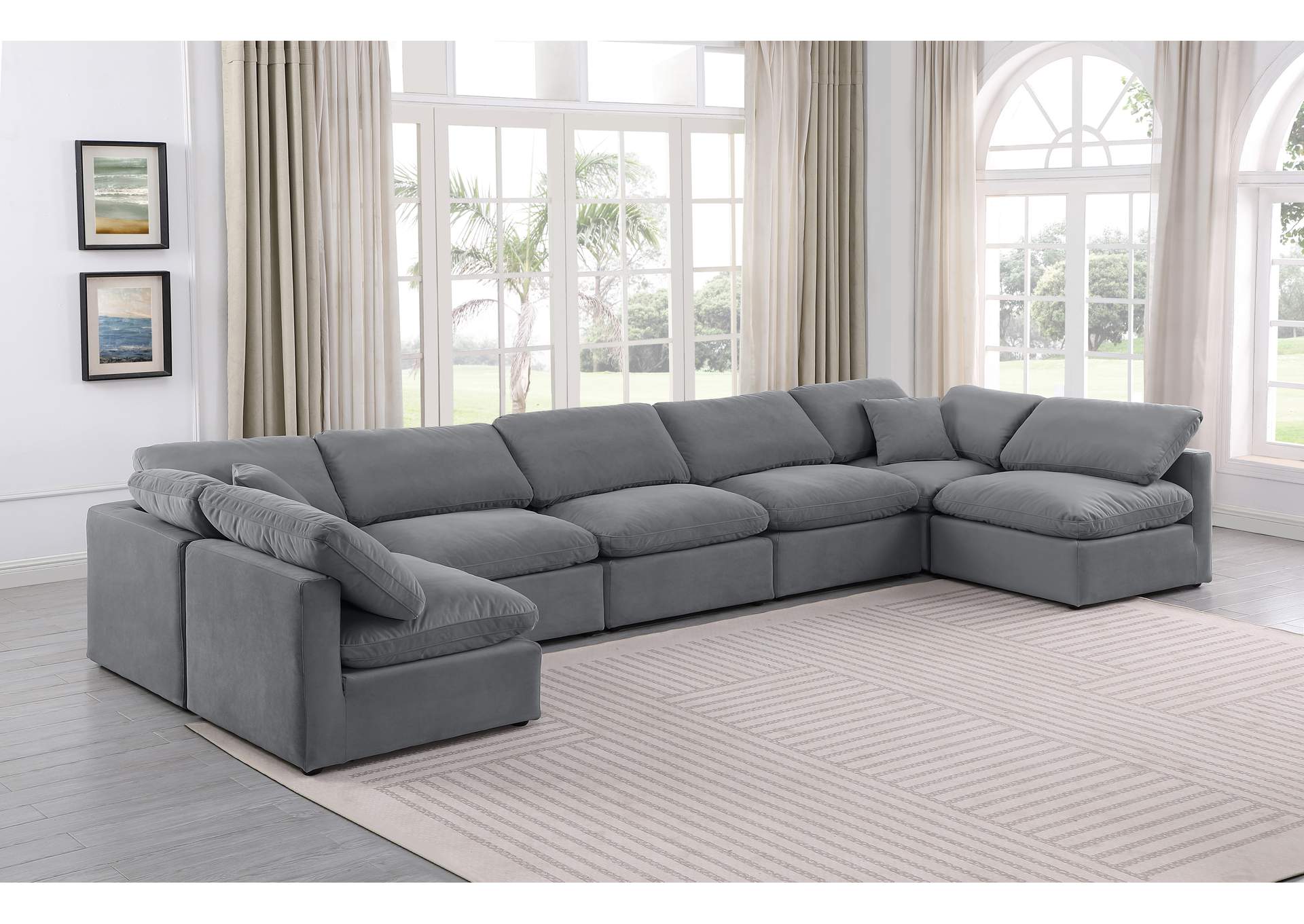 Indulge Grey Velvet Modular Sectional,Meridian Furniture