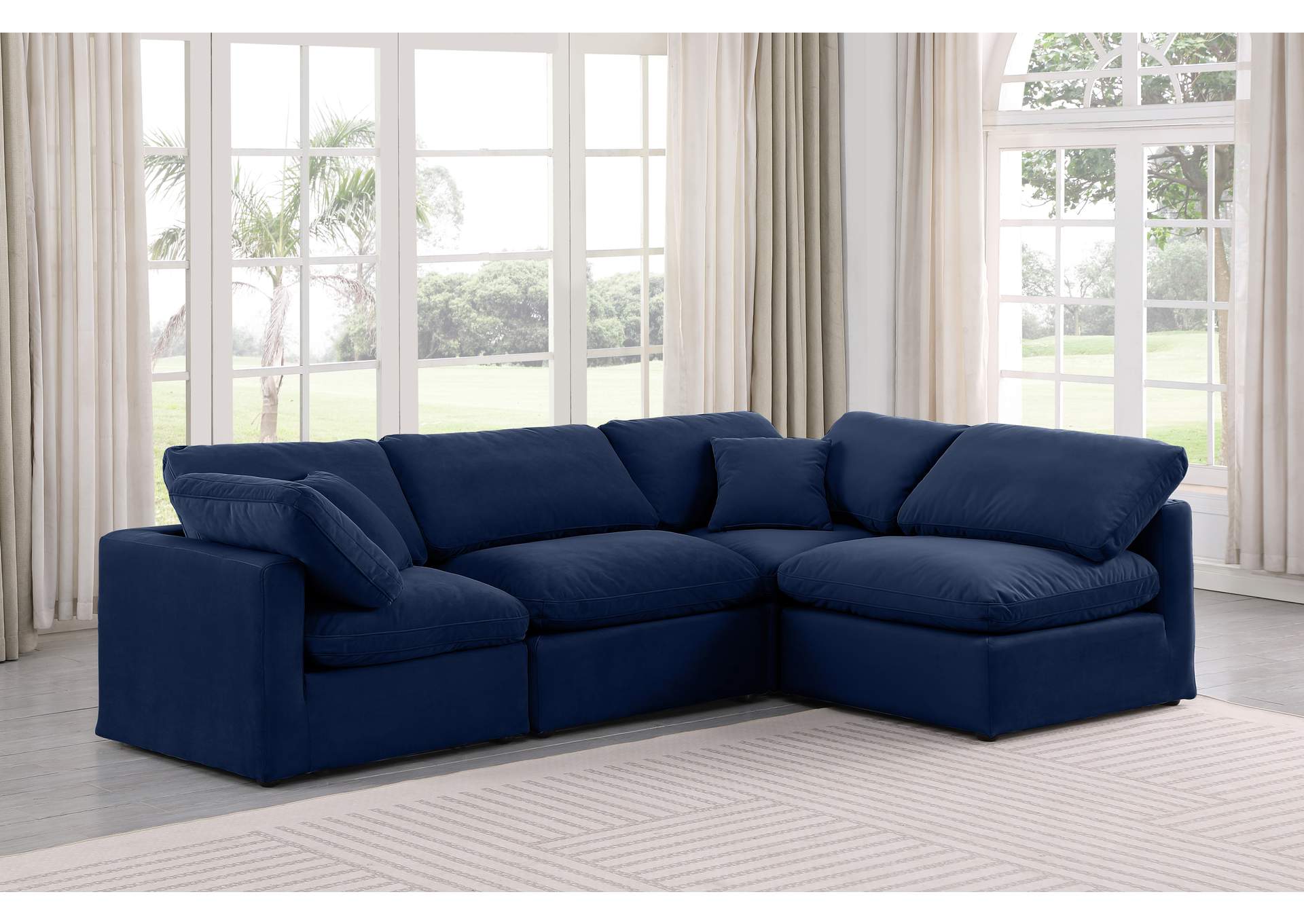 Indulge Navy Velvet Modular Sectional,Meridian Furniture