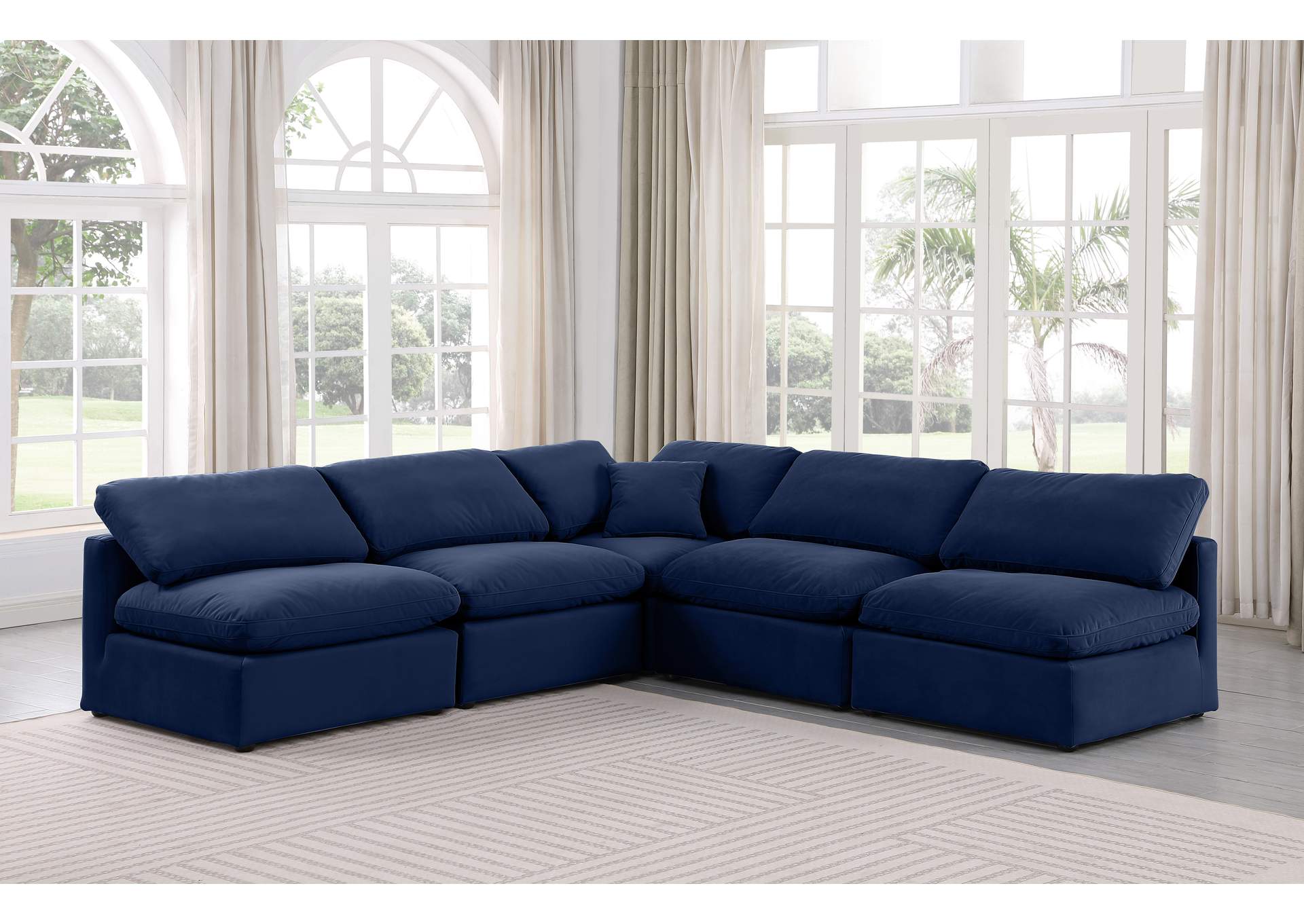 Indulge Navy Velvet Modular Sectional,Meridian Furniture