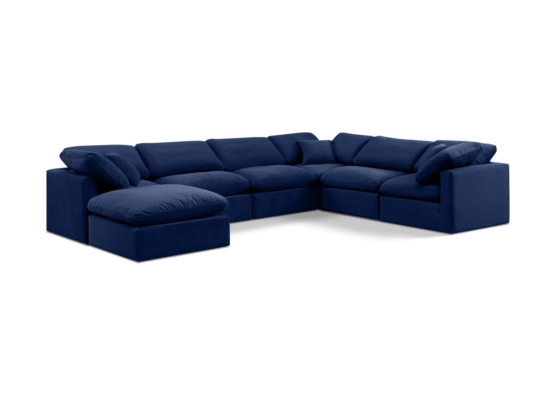 Indulge Navy Velvet Modular Sectional,Meridian Furniture