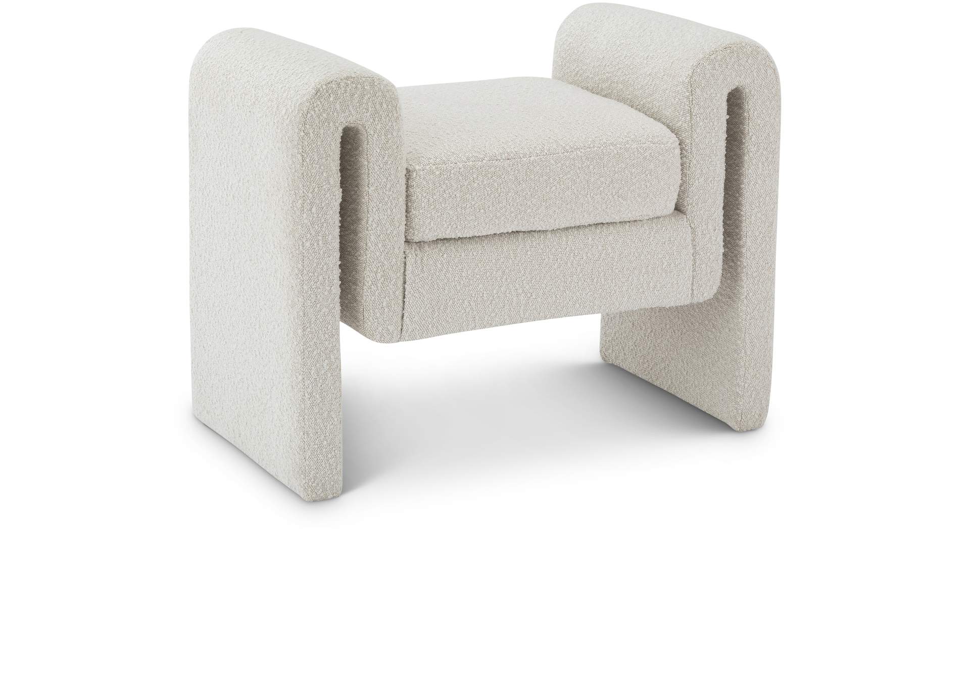 Stylus Cream Boucle Fabric Bench,Meridian Furniture