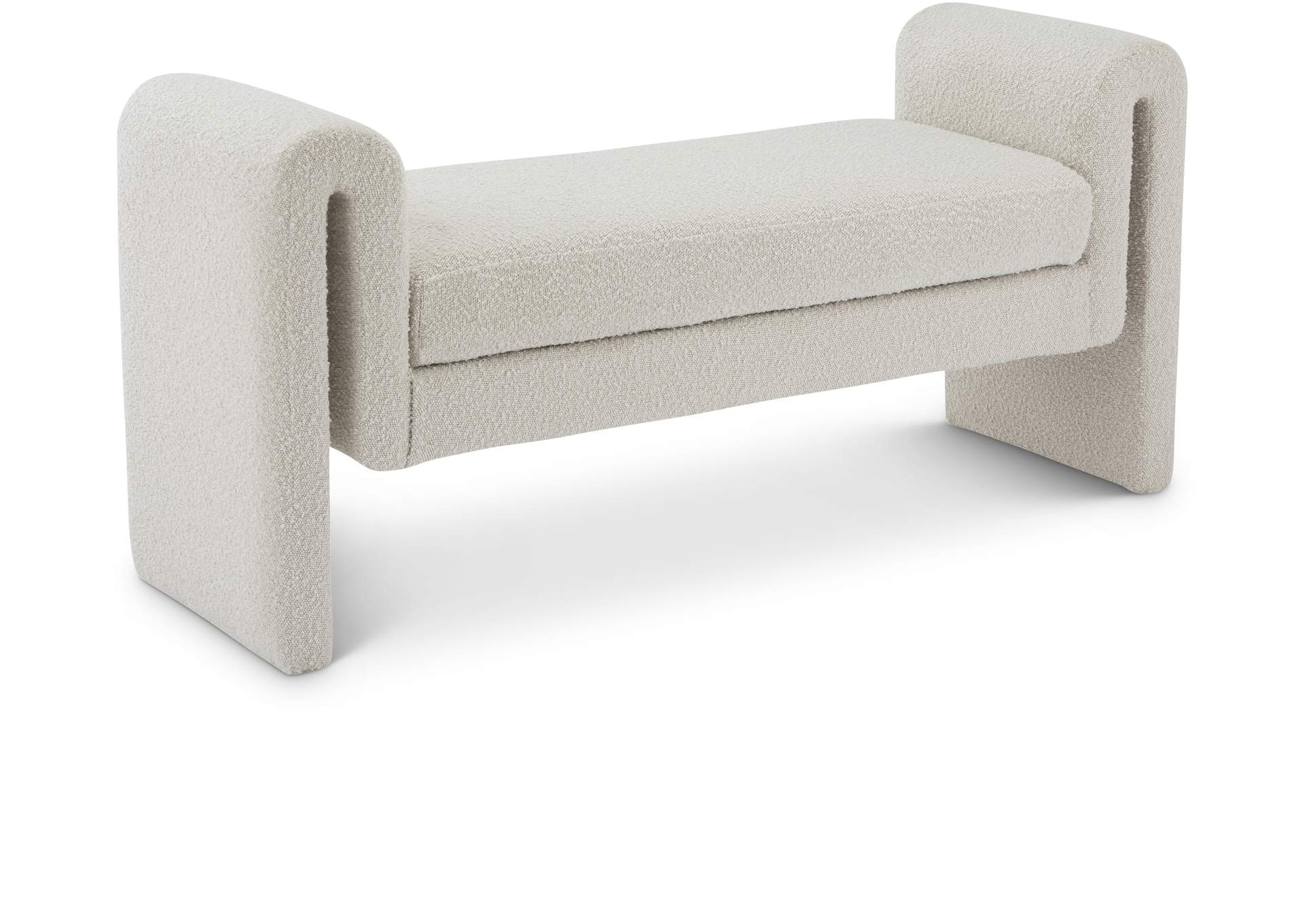 Stylus Cream Boucle Fabric Bench,Meridian Furniture