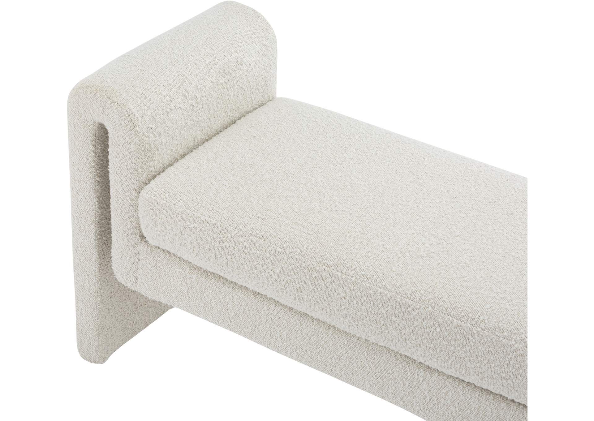 Stylus Cream Boucle Fabric Bench,Meridian Furniture